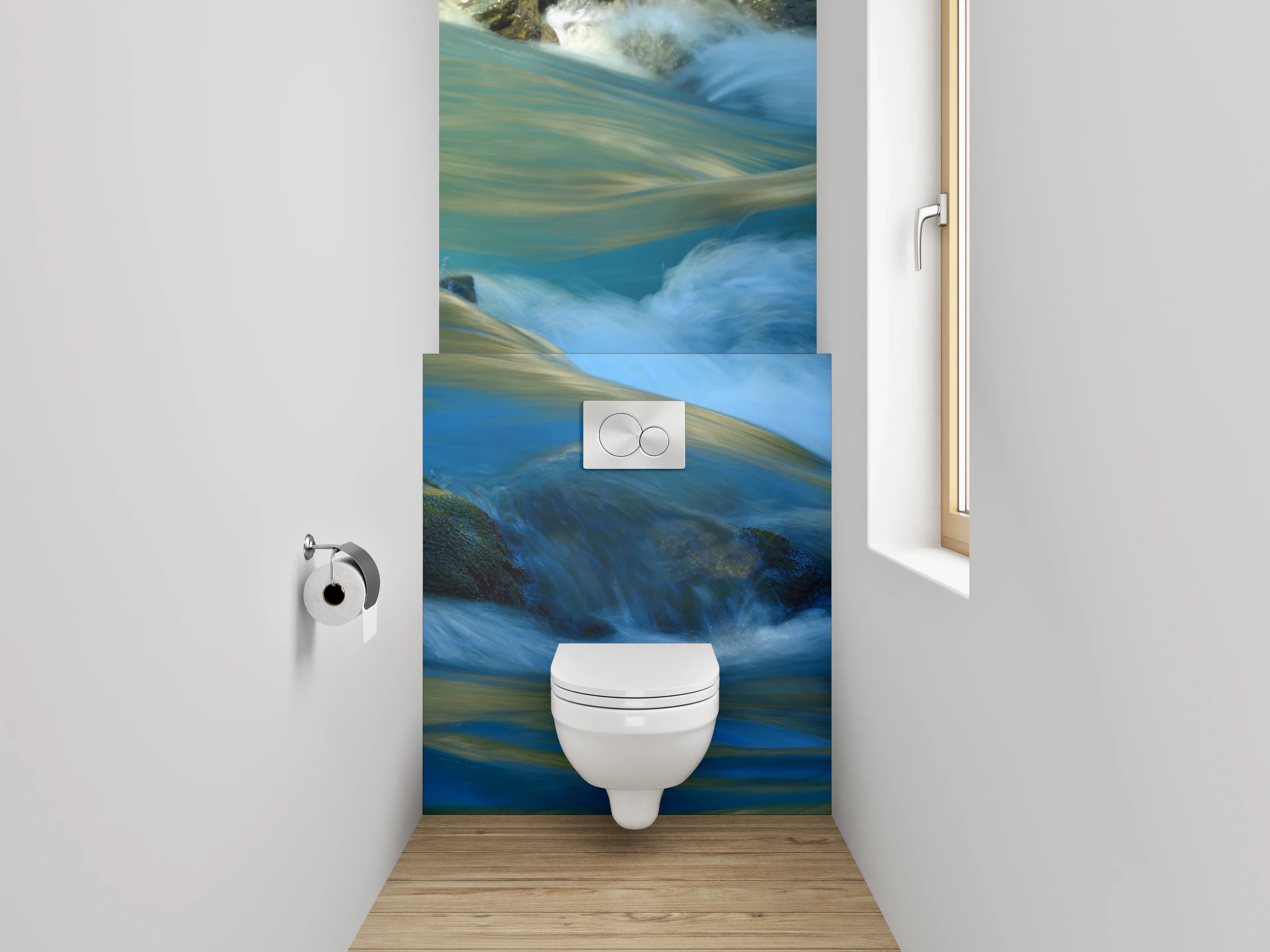 WC-Rückwand - Fließendes Wasser Naturmotiv fürs Bad