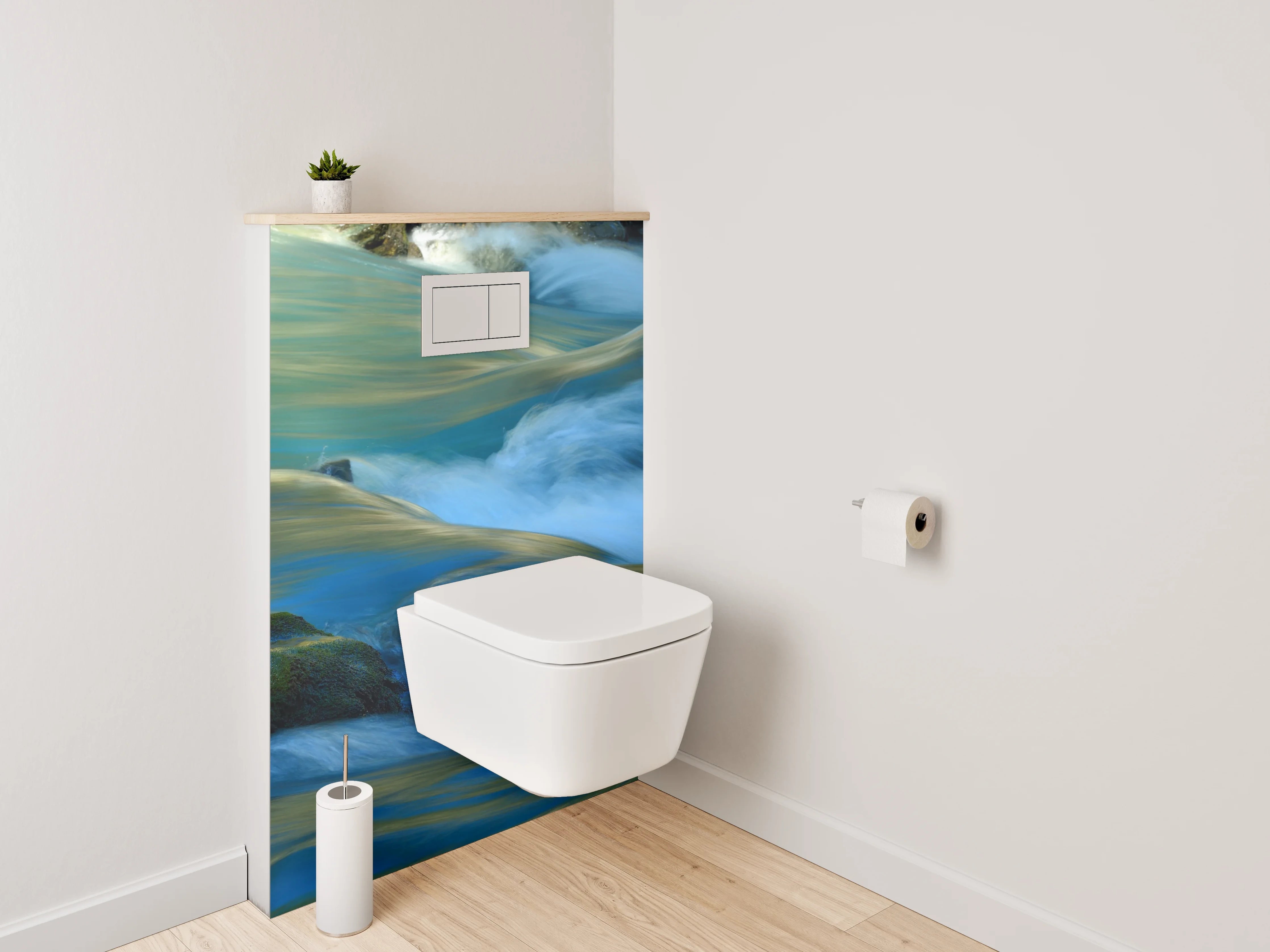 WC-Rückwand - Fließendes Wasser Naturmotiv fürs Bad