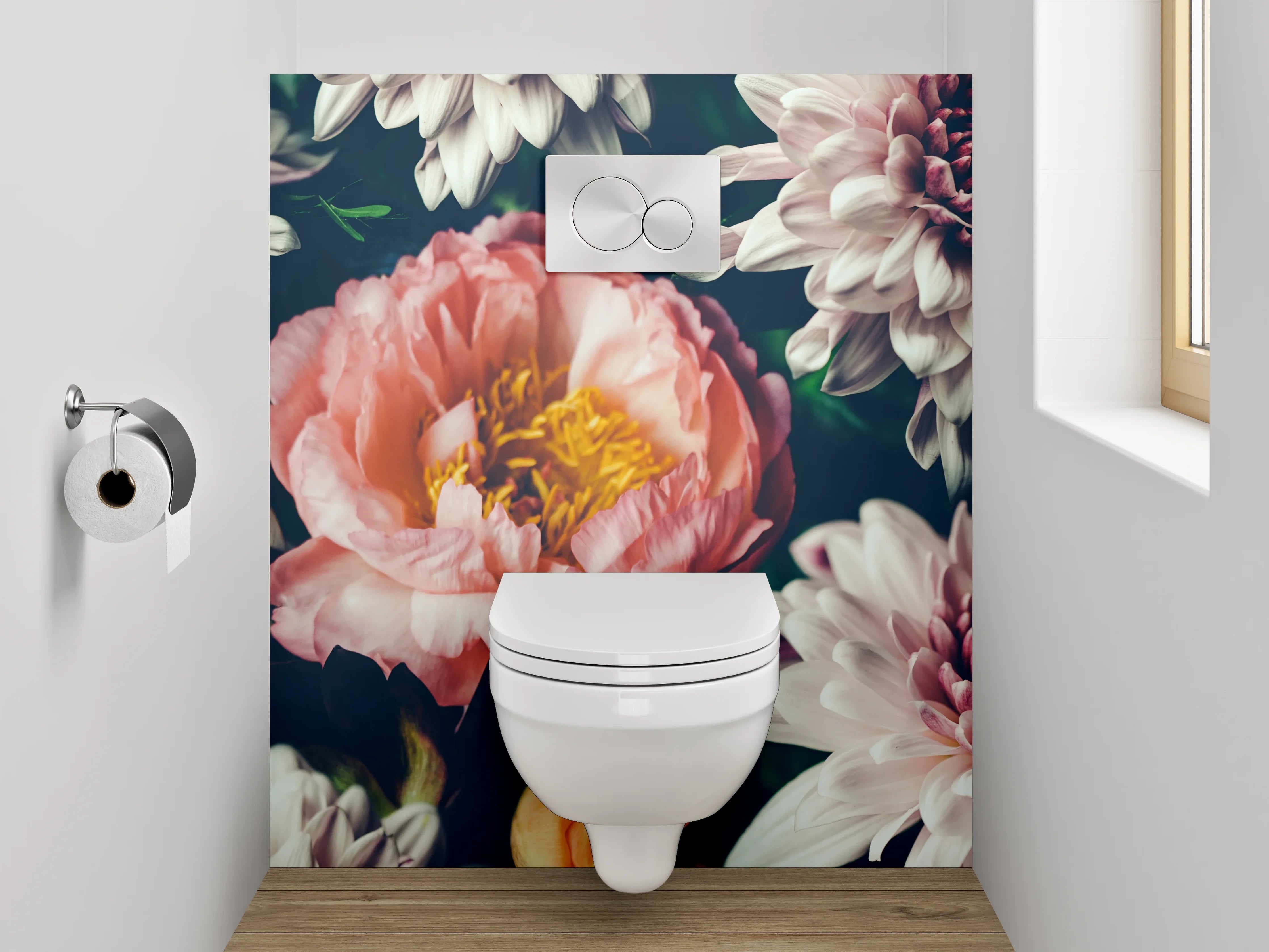WC-Rückwand - Florale Blütenpracht Aquarell