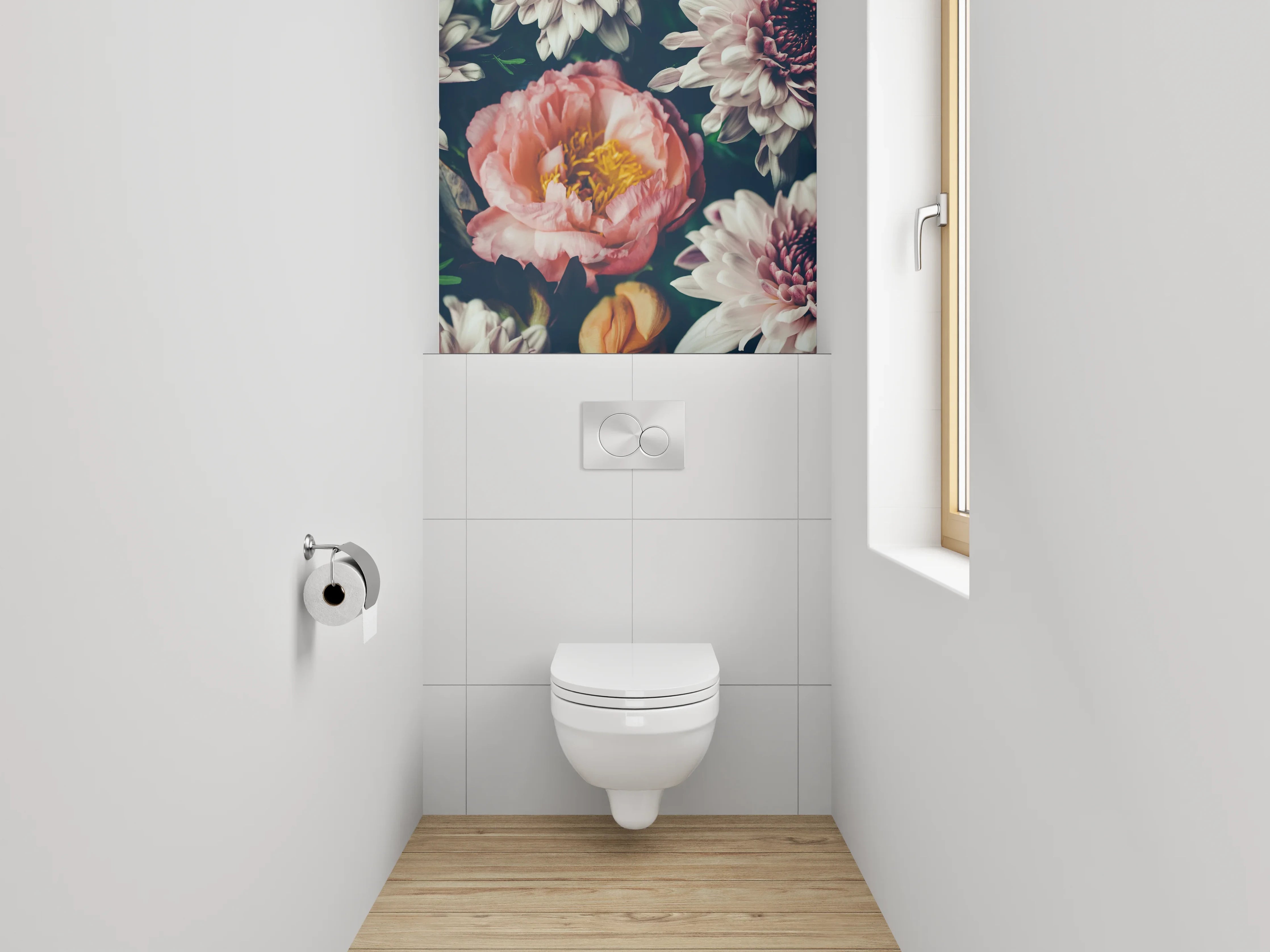 WC-Rückwand - Florale Blütenpracht Aquarell