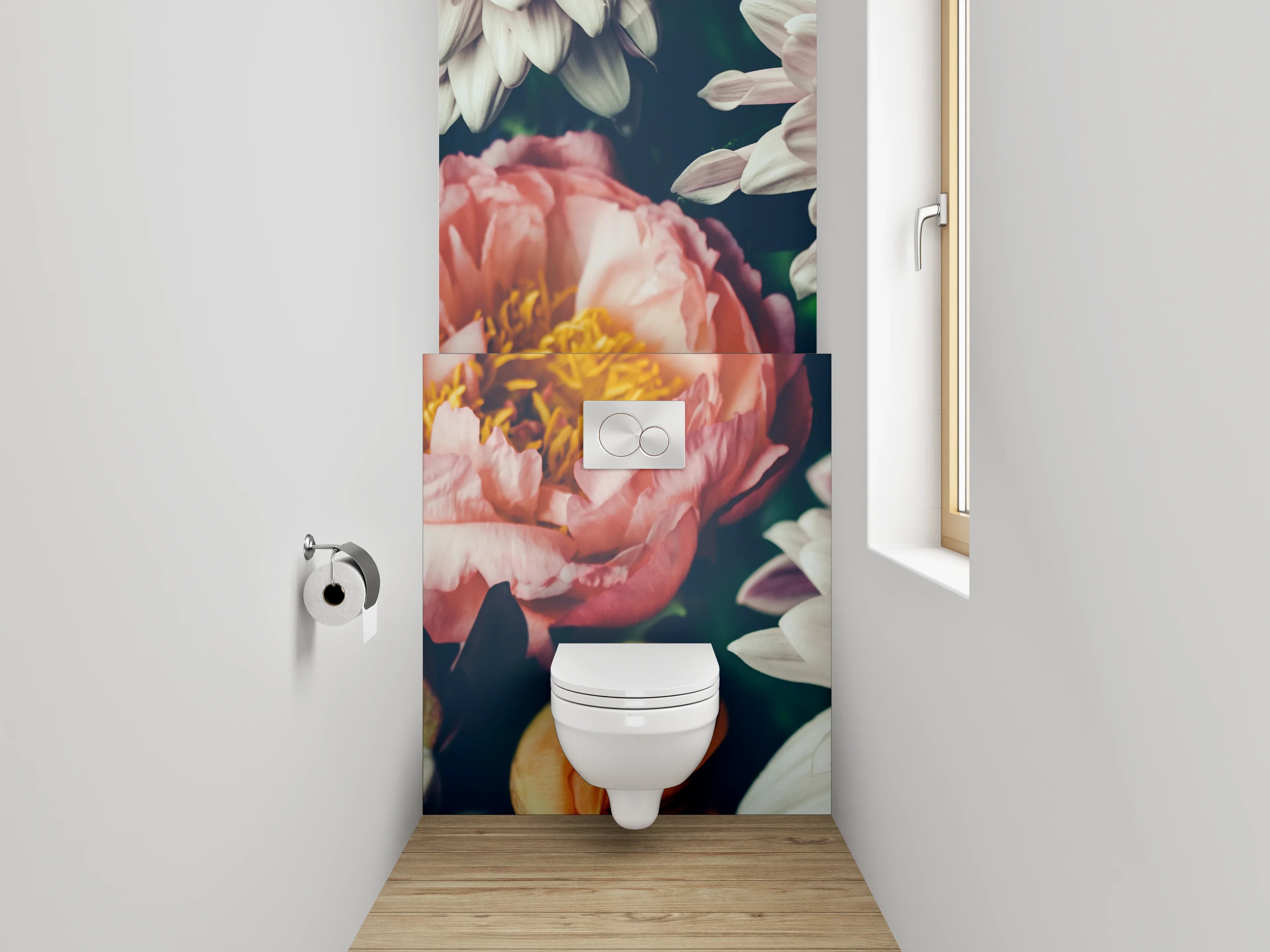 WC-Rückwand - Florale Blütenpracht Aquarell