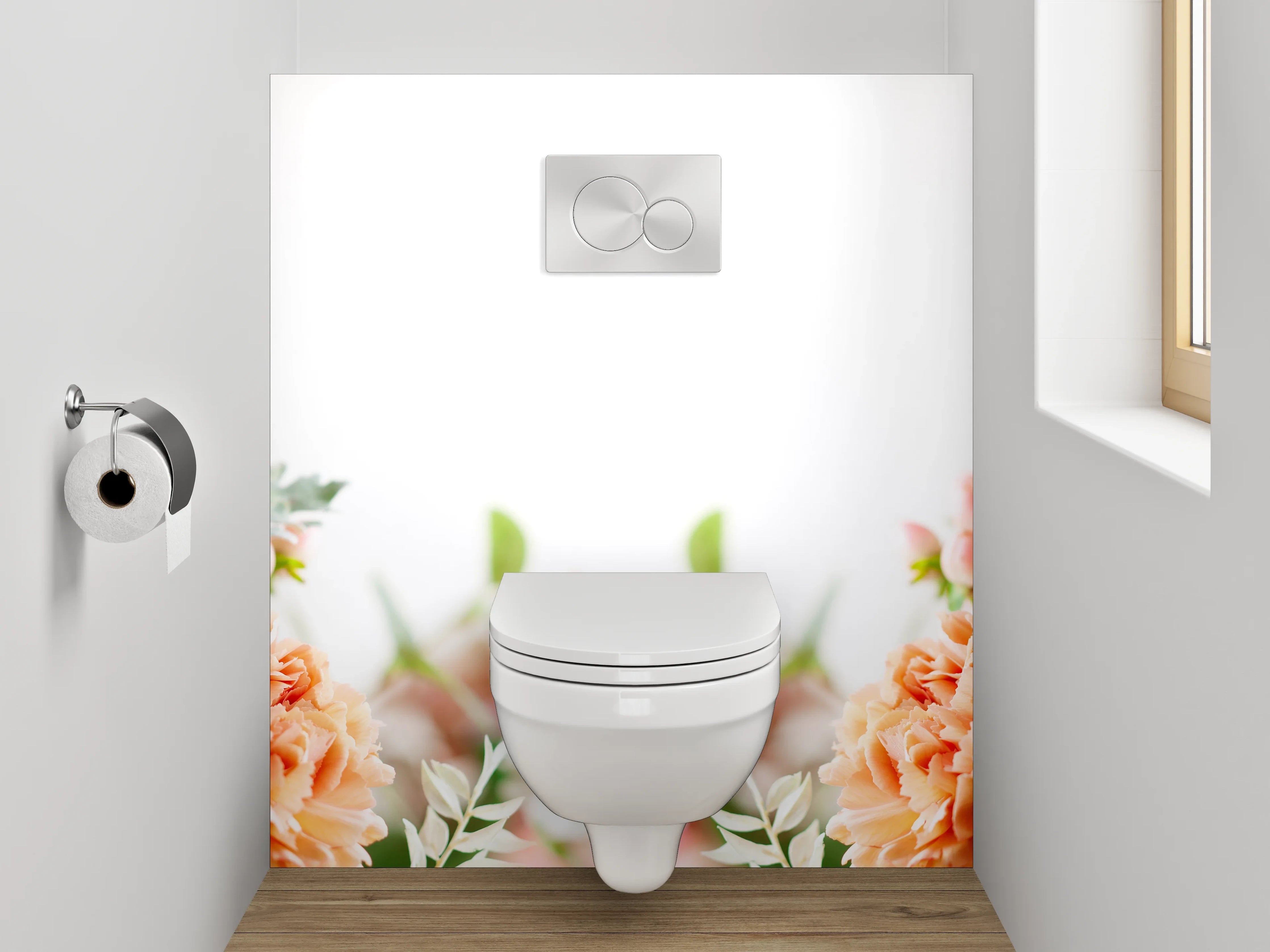 WC-Rückwand - Florale Eleganz in Pastell