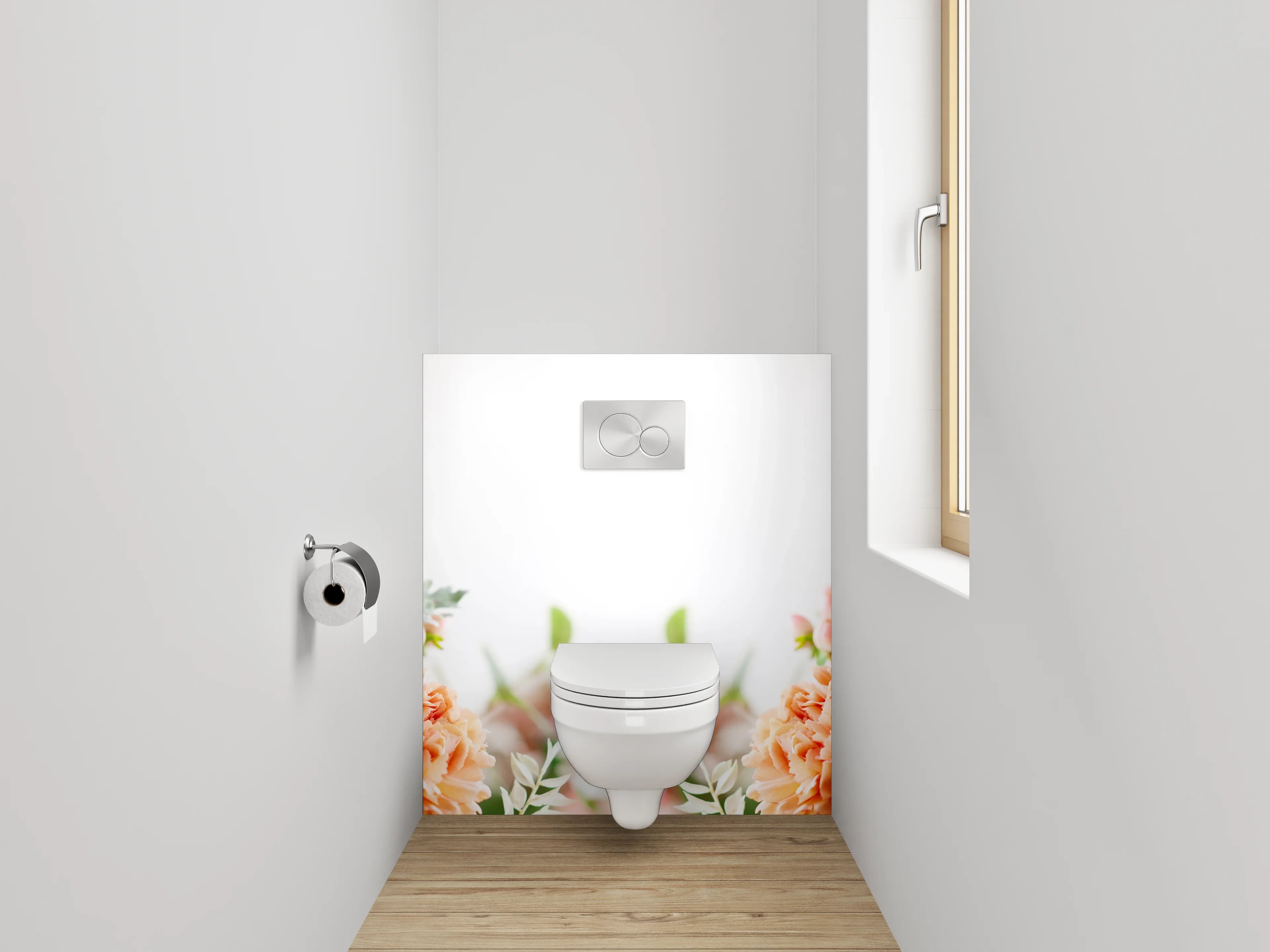 WC-Rückwand - Florale Eleganz in Pastell