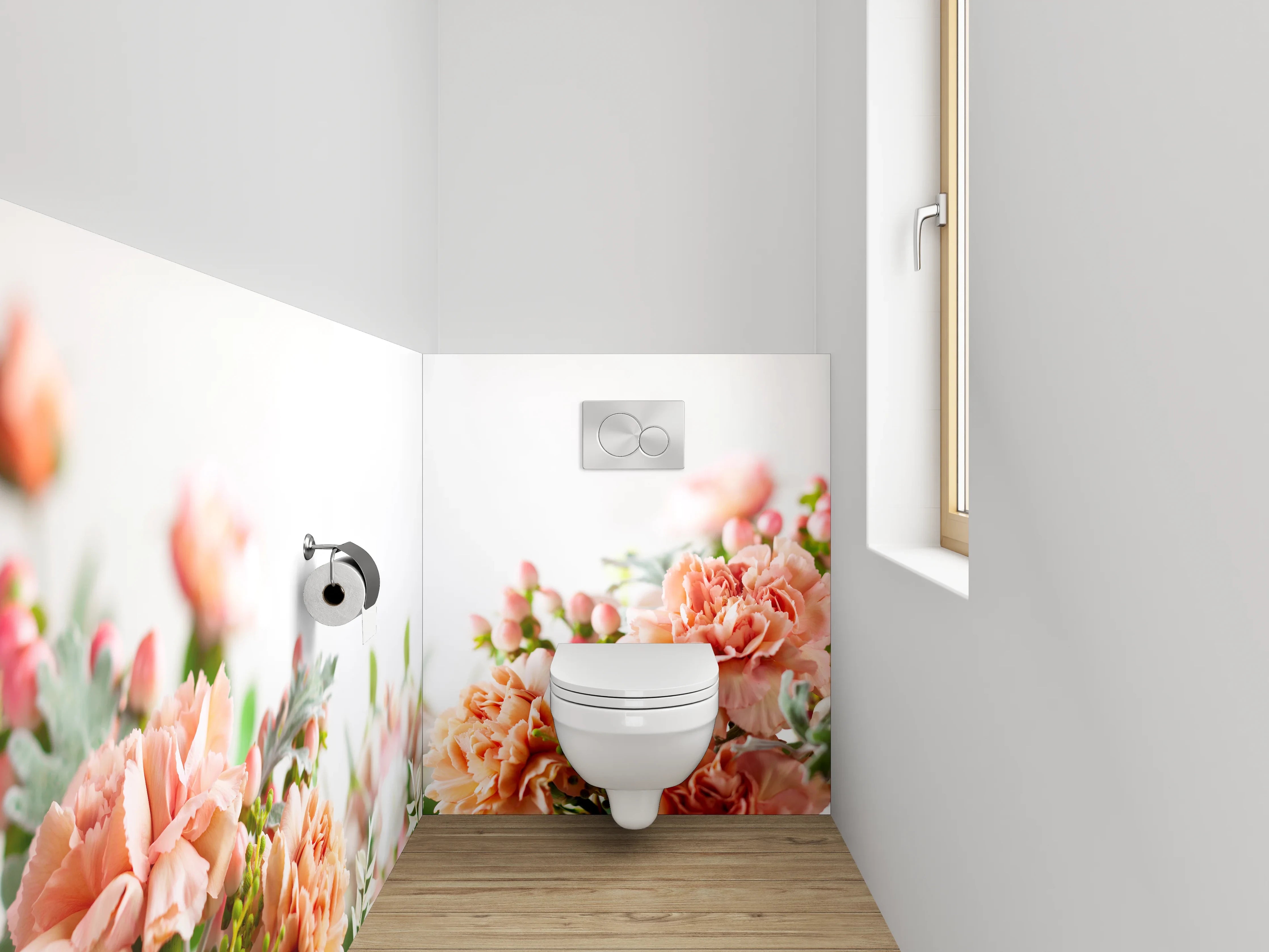 WC-Rückwand - Florale Eleganz in Pastell
