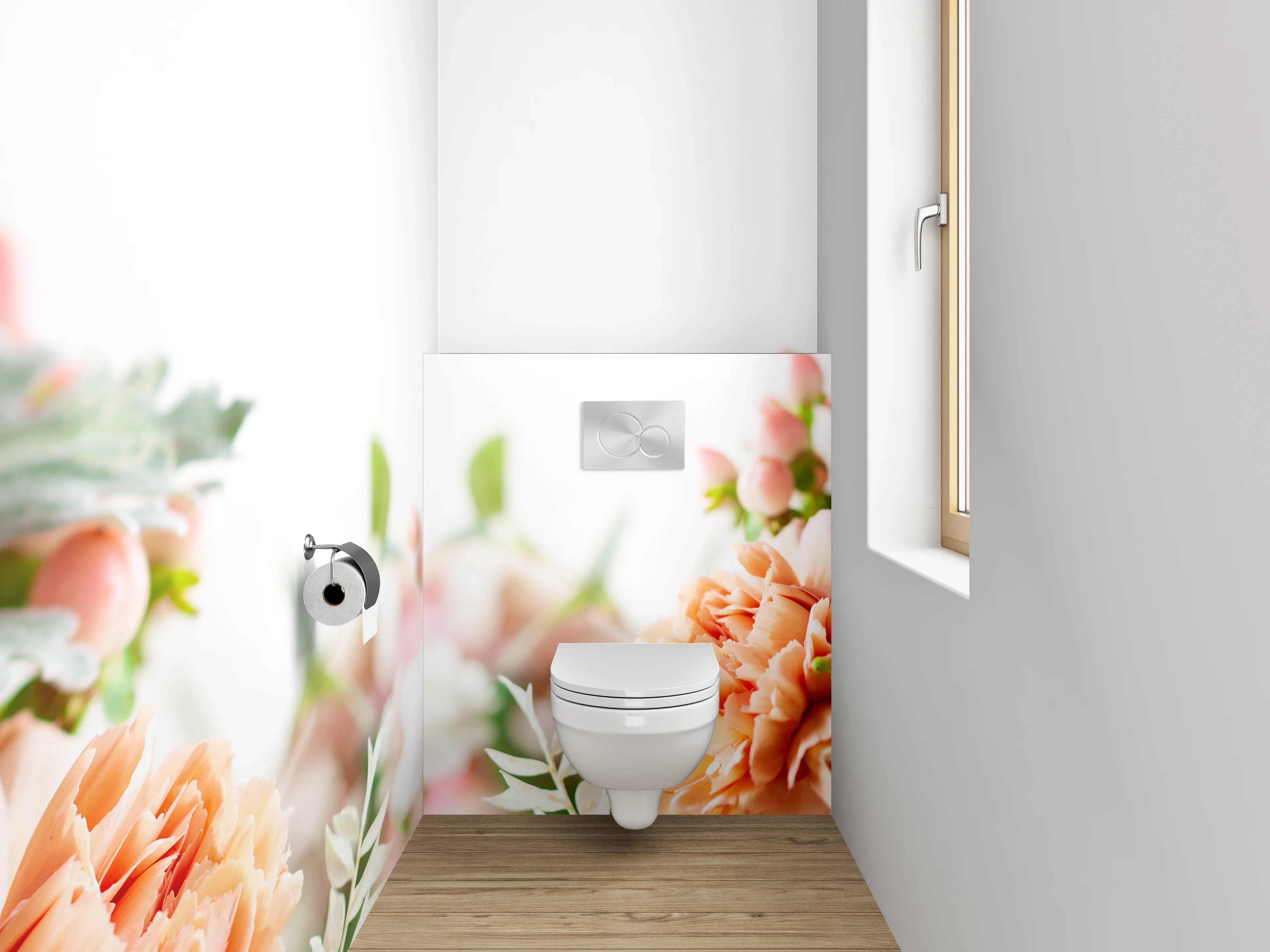WC-Rückwand - Florale Eleganz in Pastell