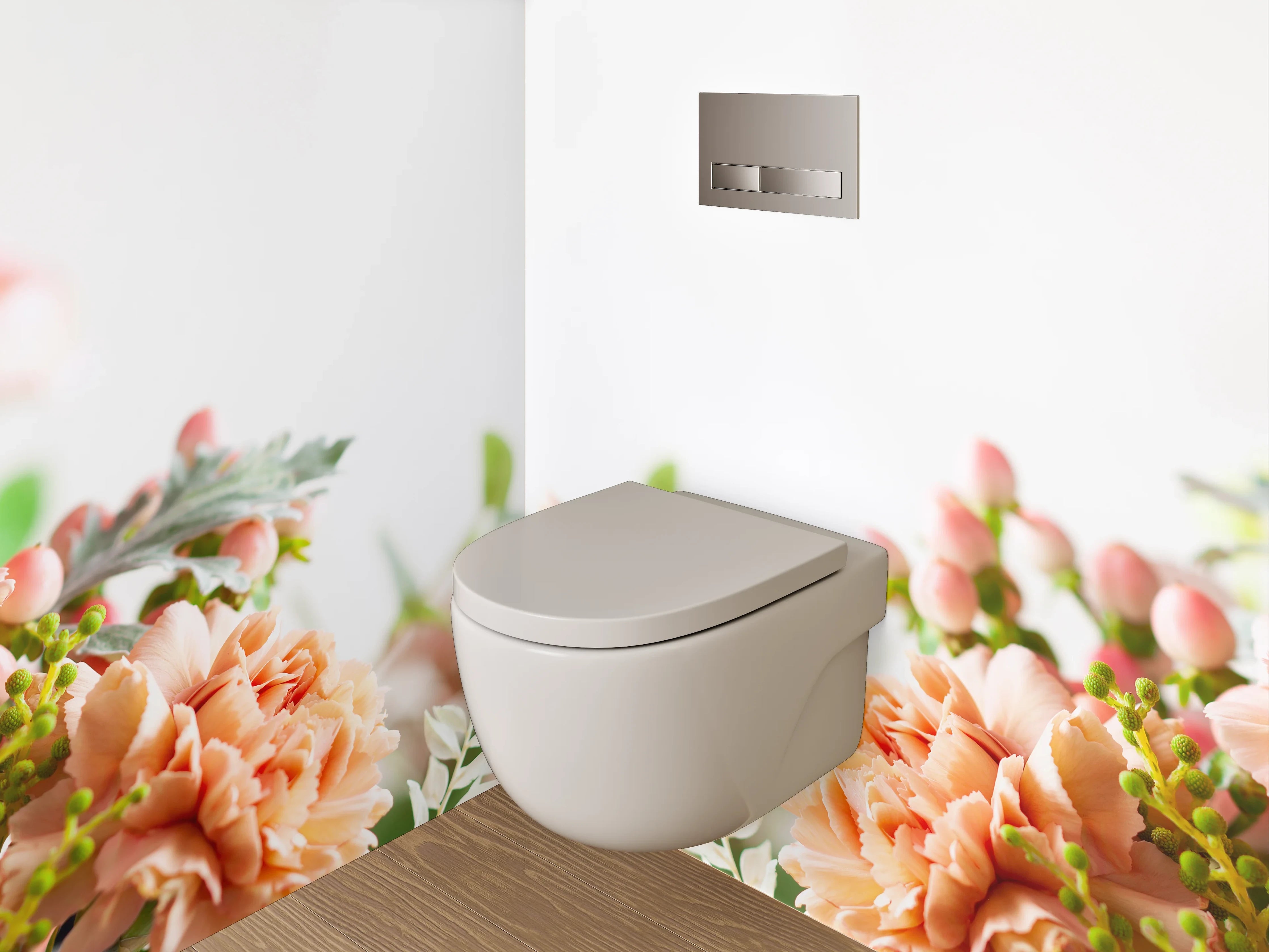 WC-Rückwand - Florale Eleganz in Pastell