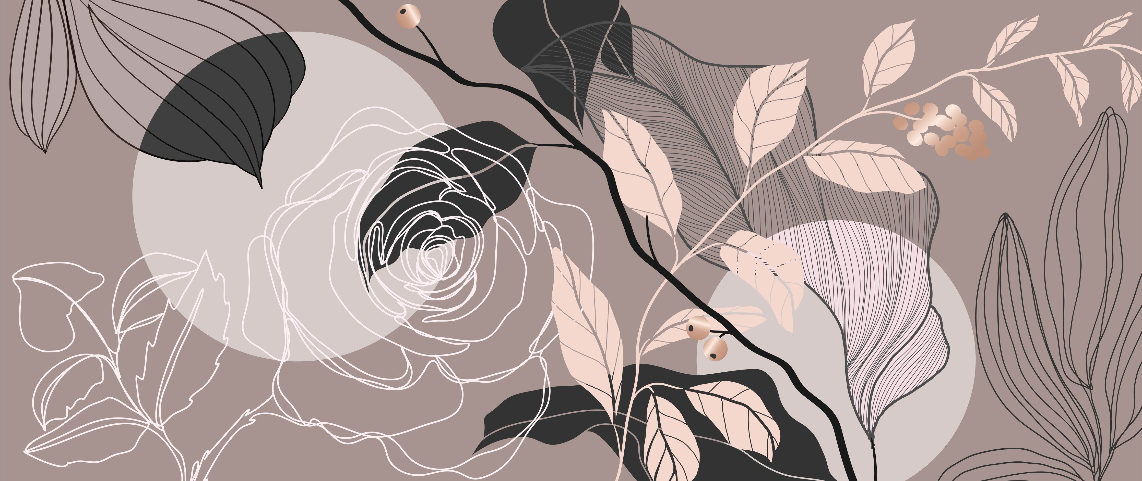 WC-Rückwand-Florale Lineart Elegant Modern