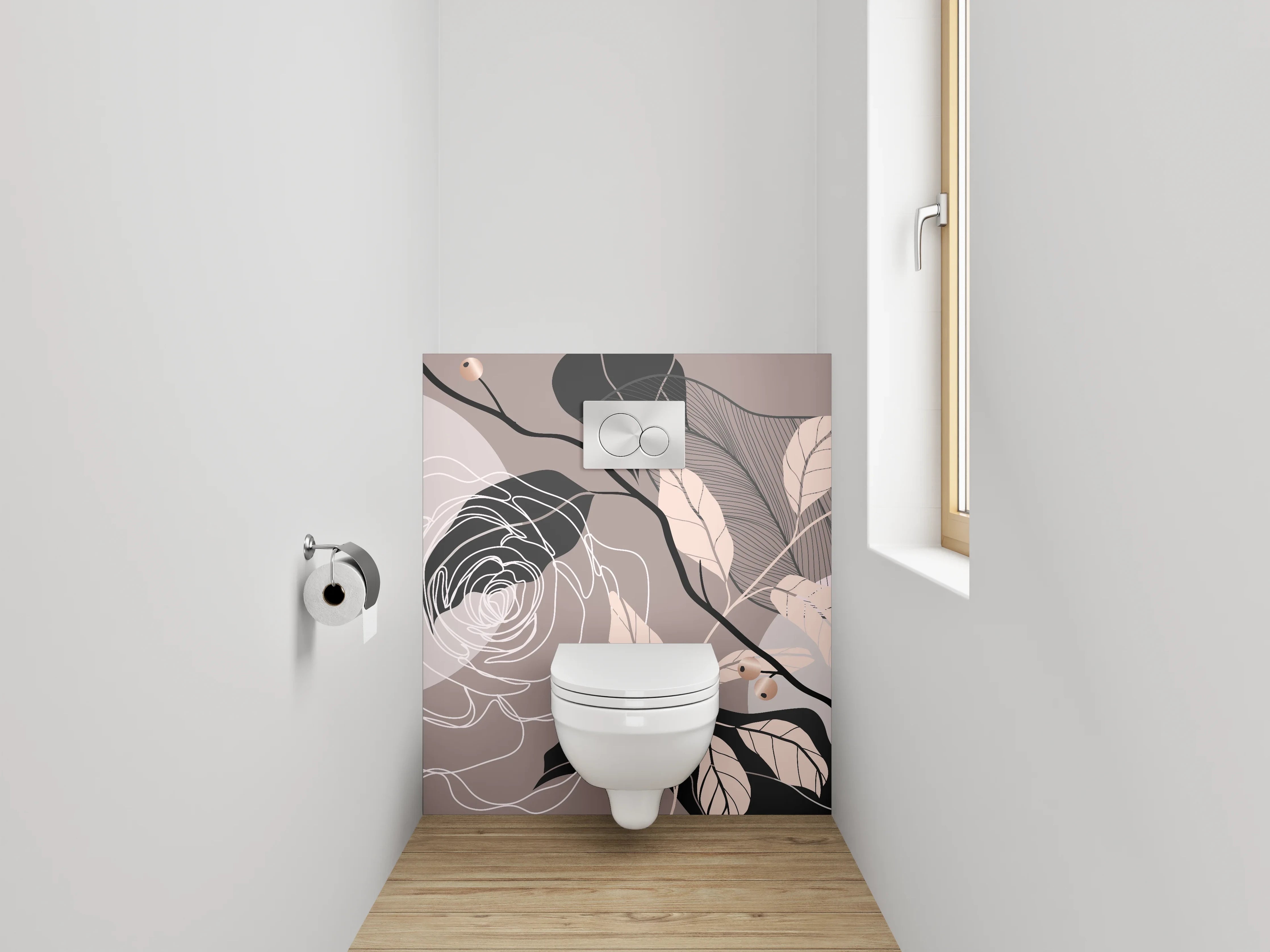 WC-Rückwand - Florale Lineart Elegant Modern