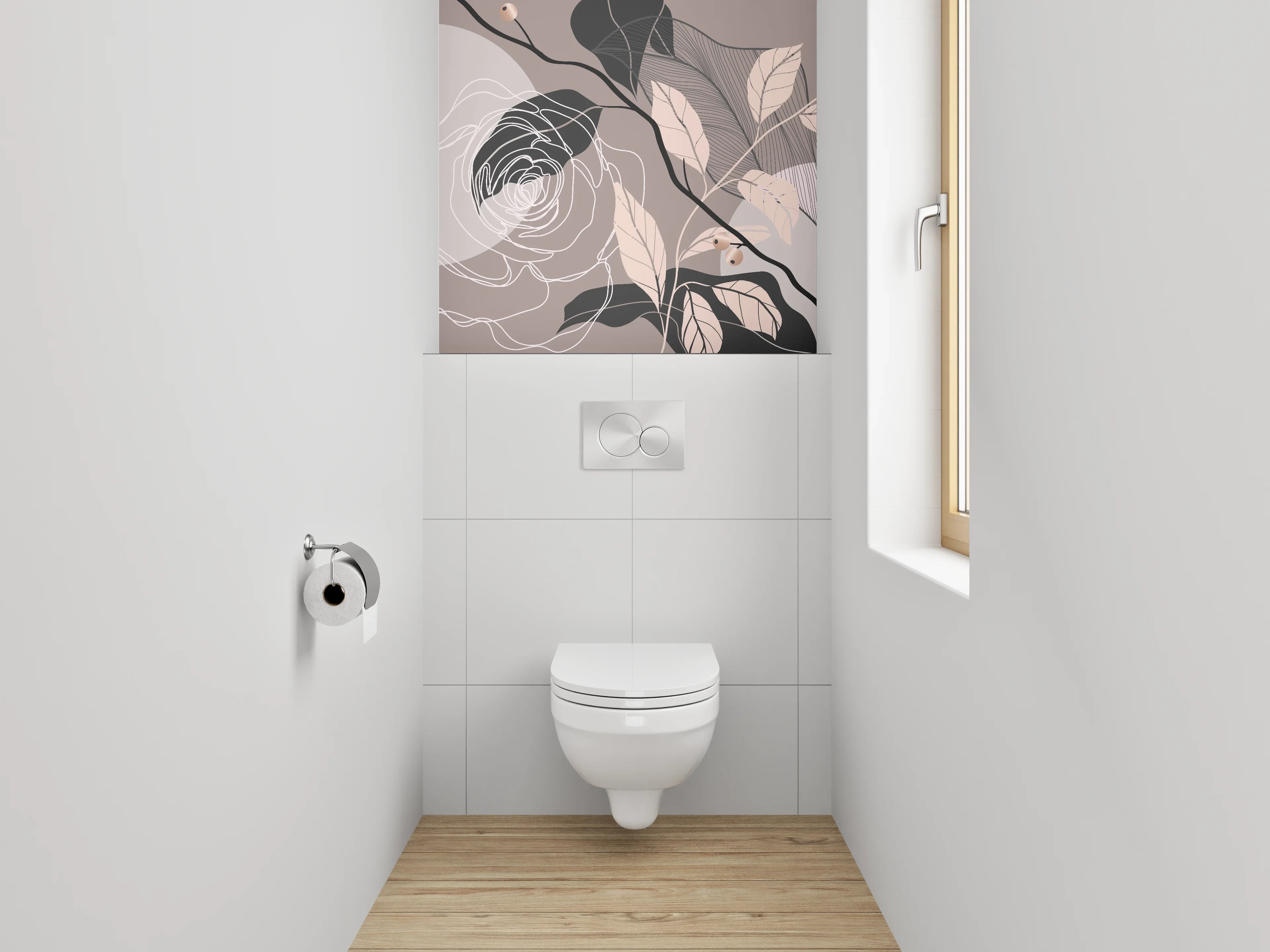 WC-Rückwand - Florale Lineart Elegant Modern