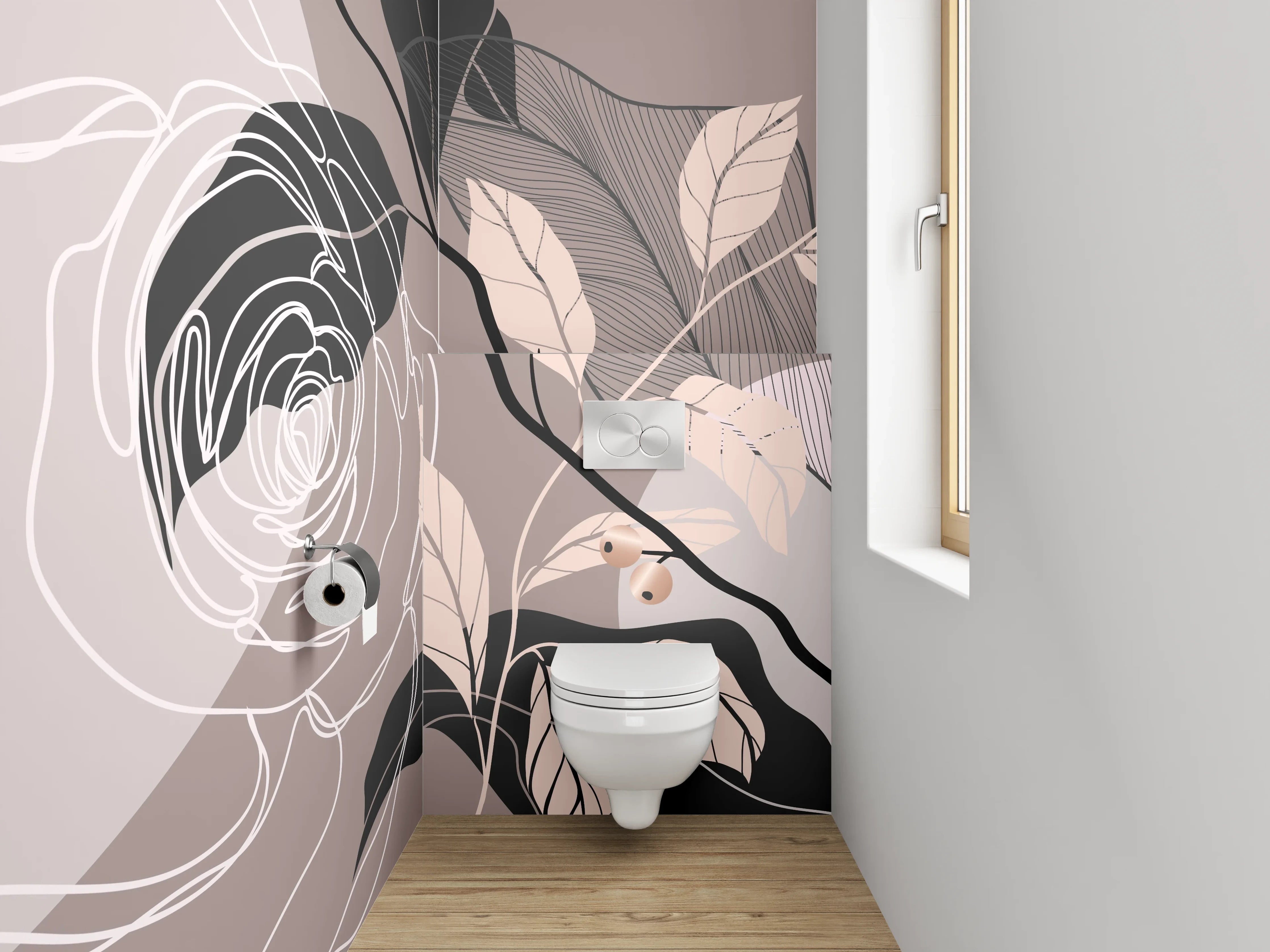 WC-Rückwand - Florale Lineart Elegant Modern