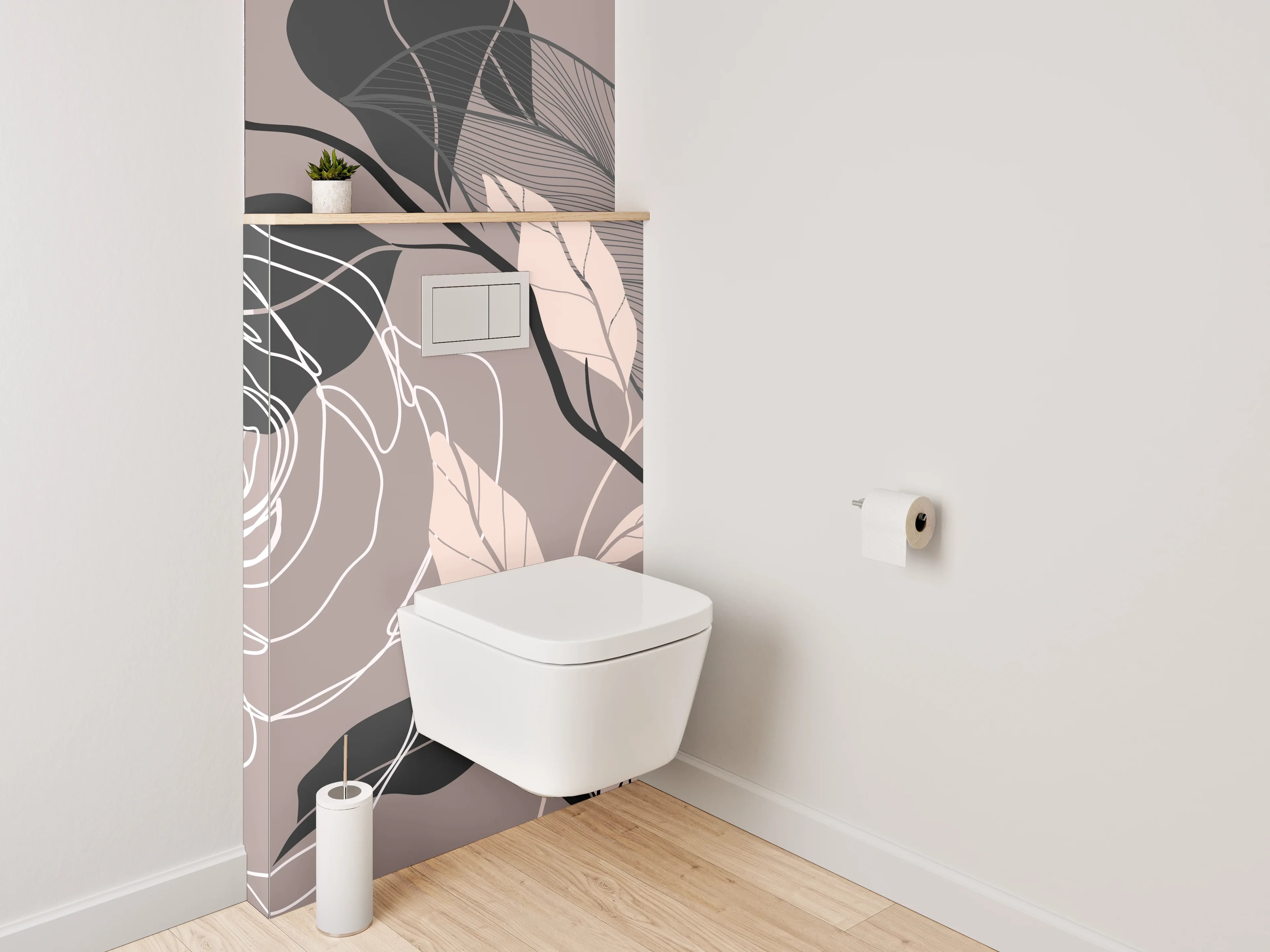 WC-Rückwand - Florale Lineart Elegant Modern