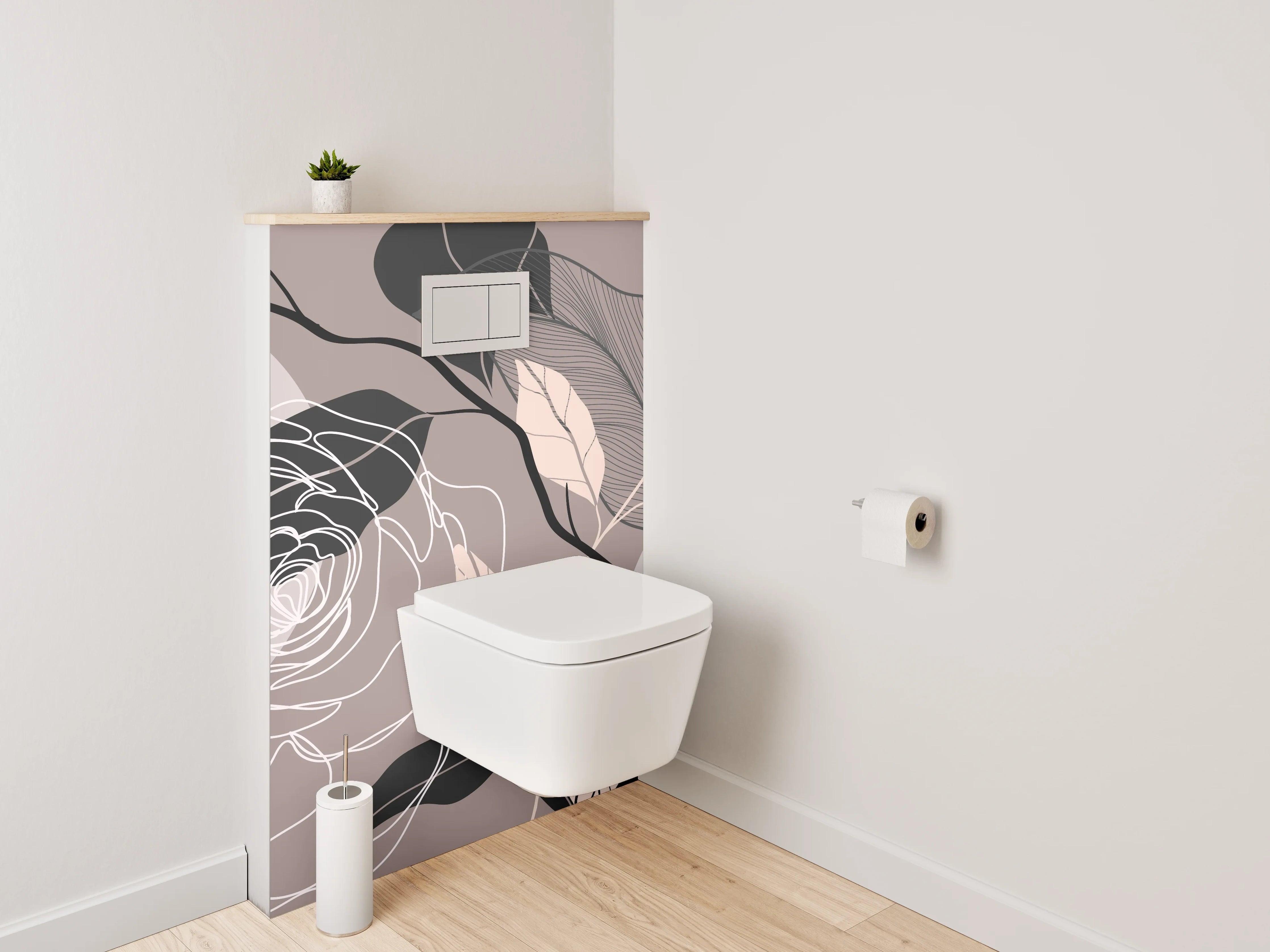 WC-Rückwand - Florale Lineart Elegant Modern