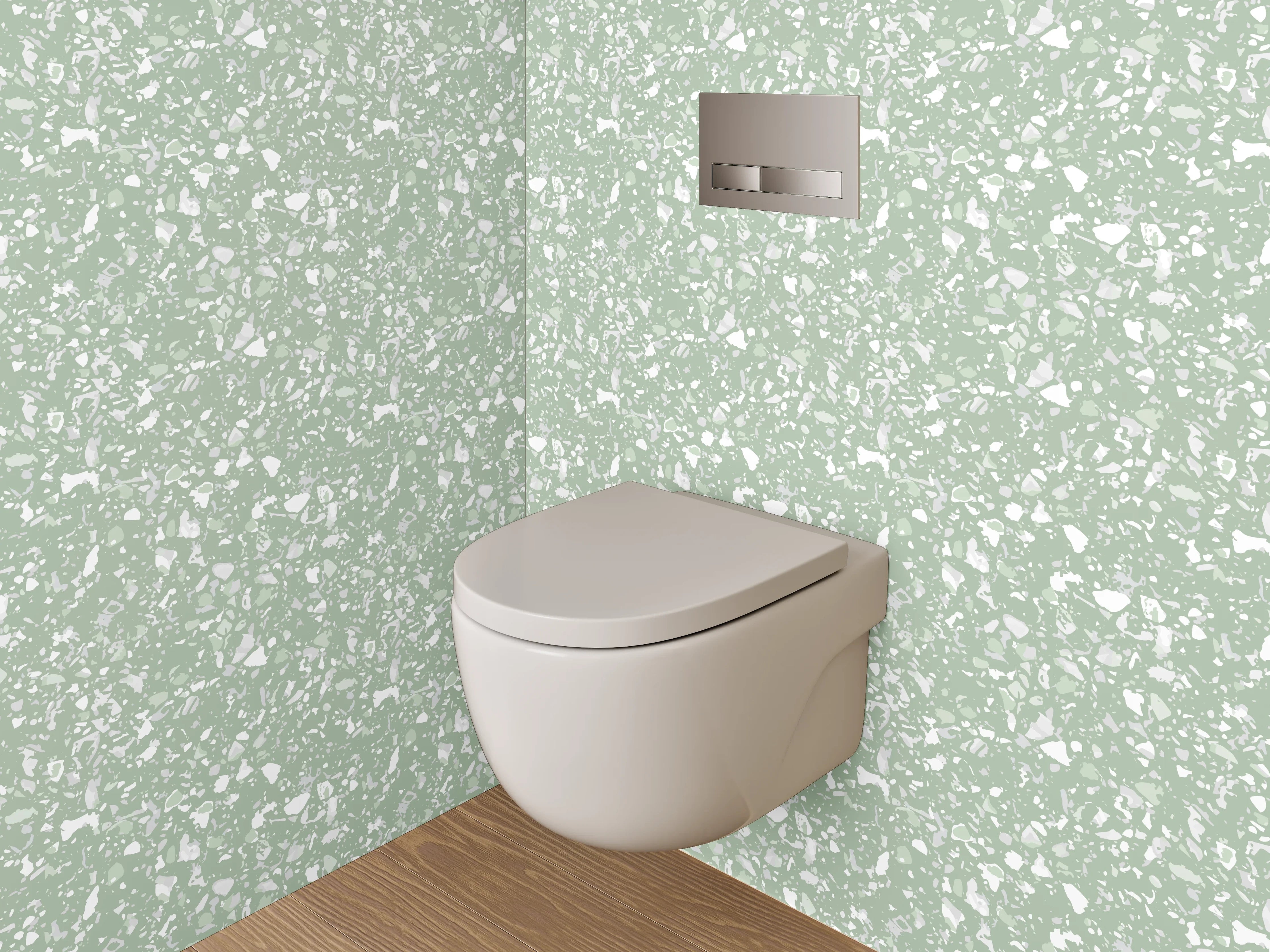 WC-Rückwand - Florales Blattmuster Grün Weiß