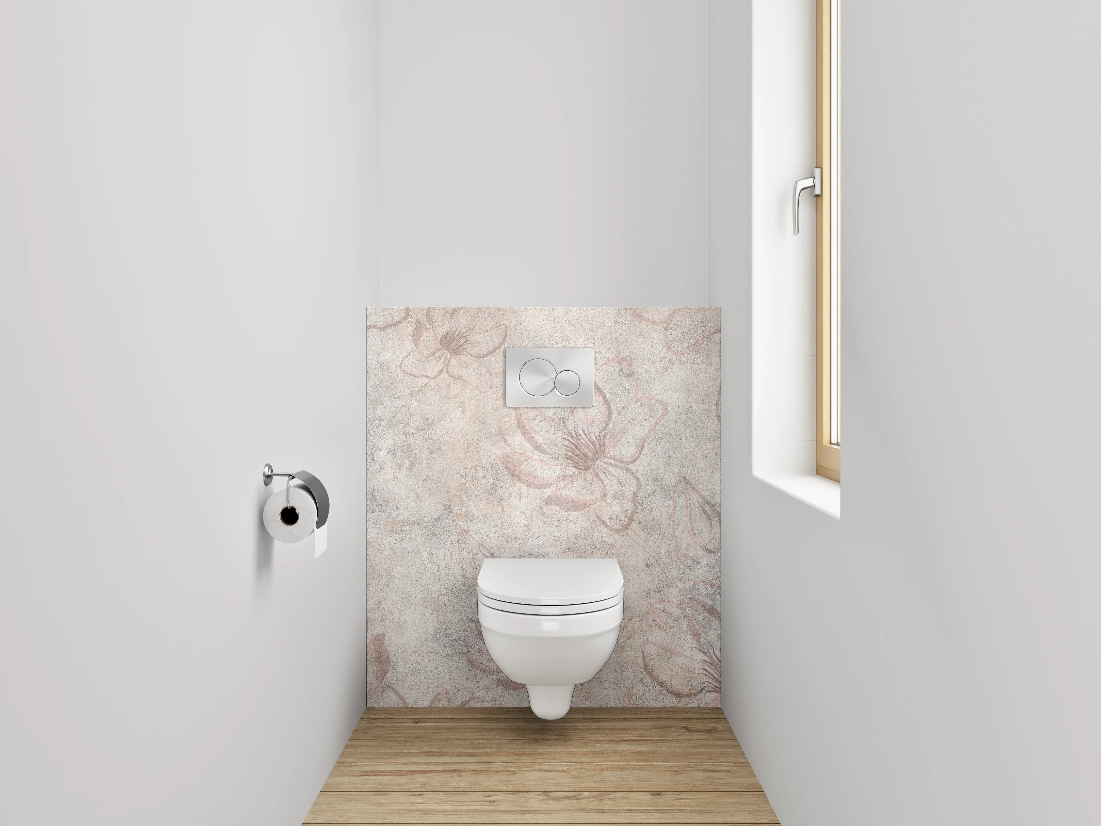 WC-Rückwand - Florales Marmor-Design mit zarten Blüten