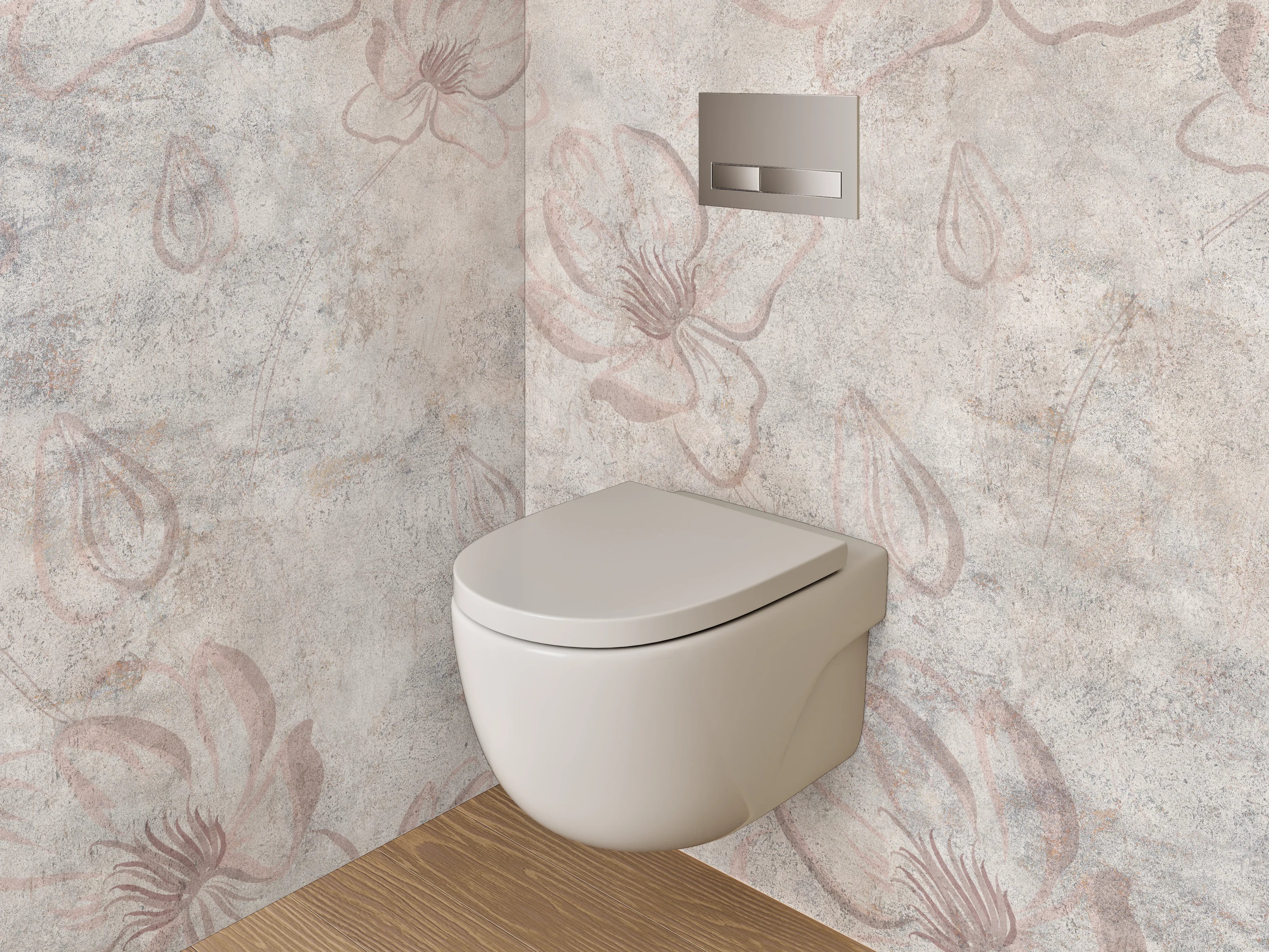 WC-Rückwand - Florales Marmor-Design mit zarten Blüten
