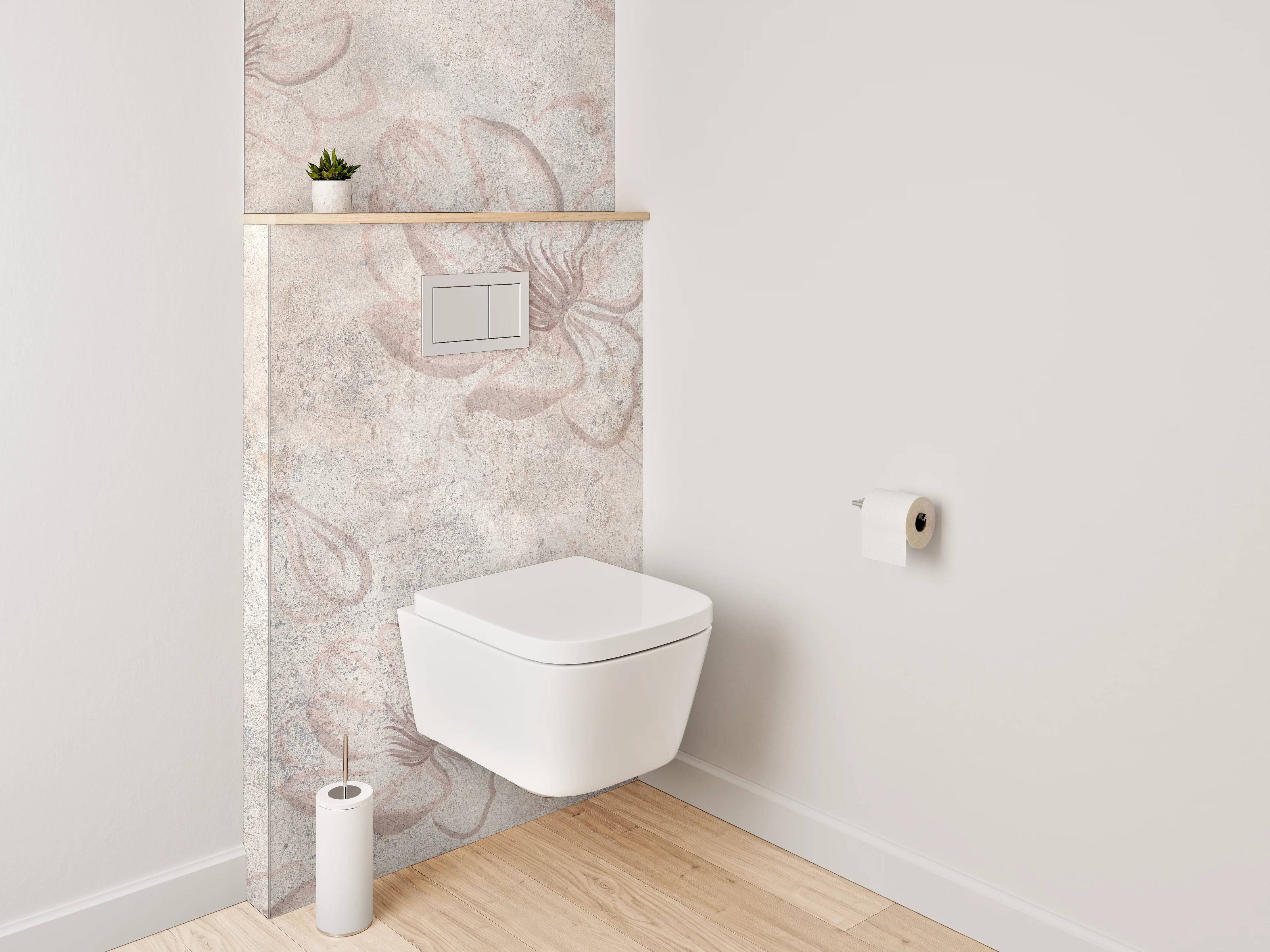 WC-Rückwand - Florales Marmor-Design mit zarten Blüten
