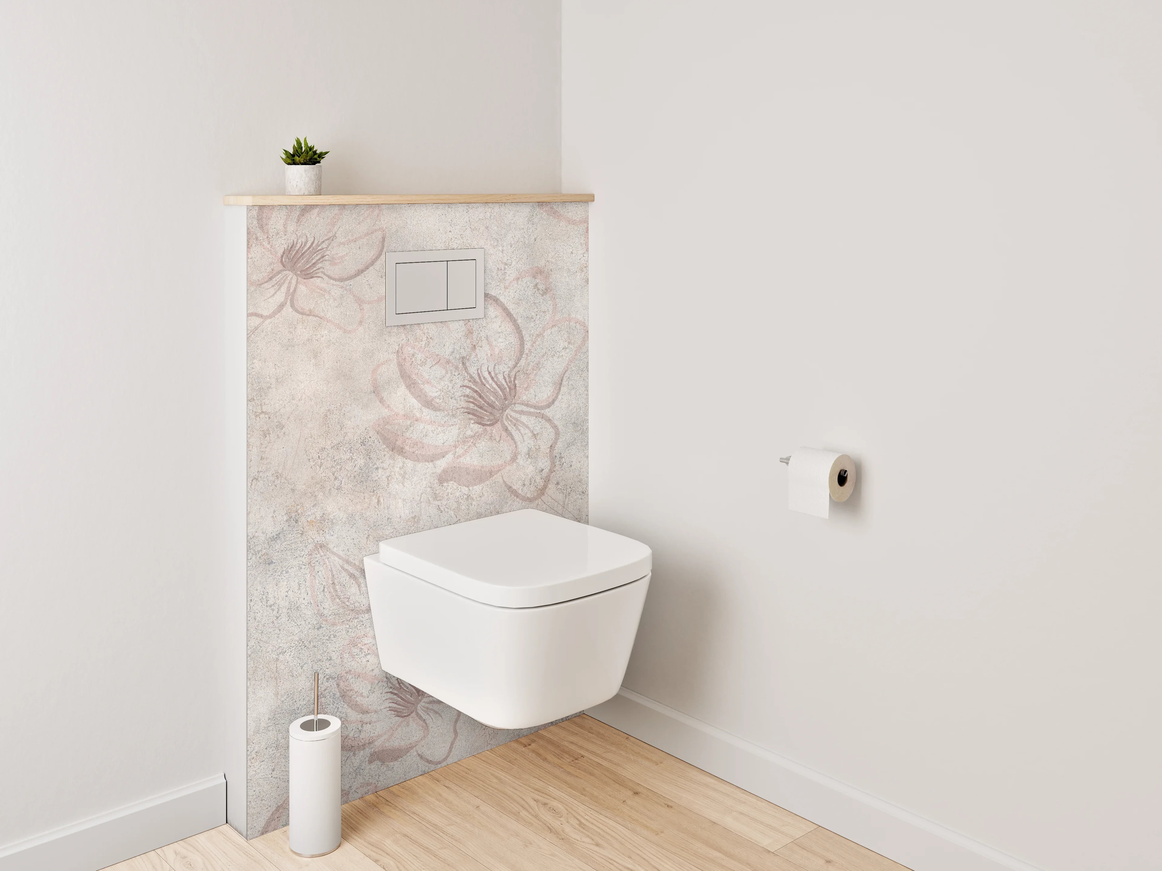 WC-Rückwand - Florales Marmor-Design mit zarten Blüten