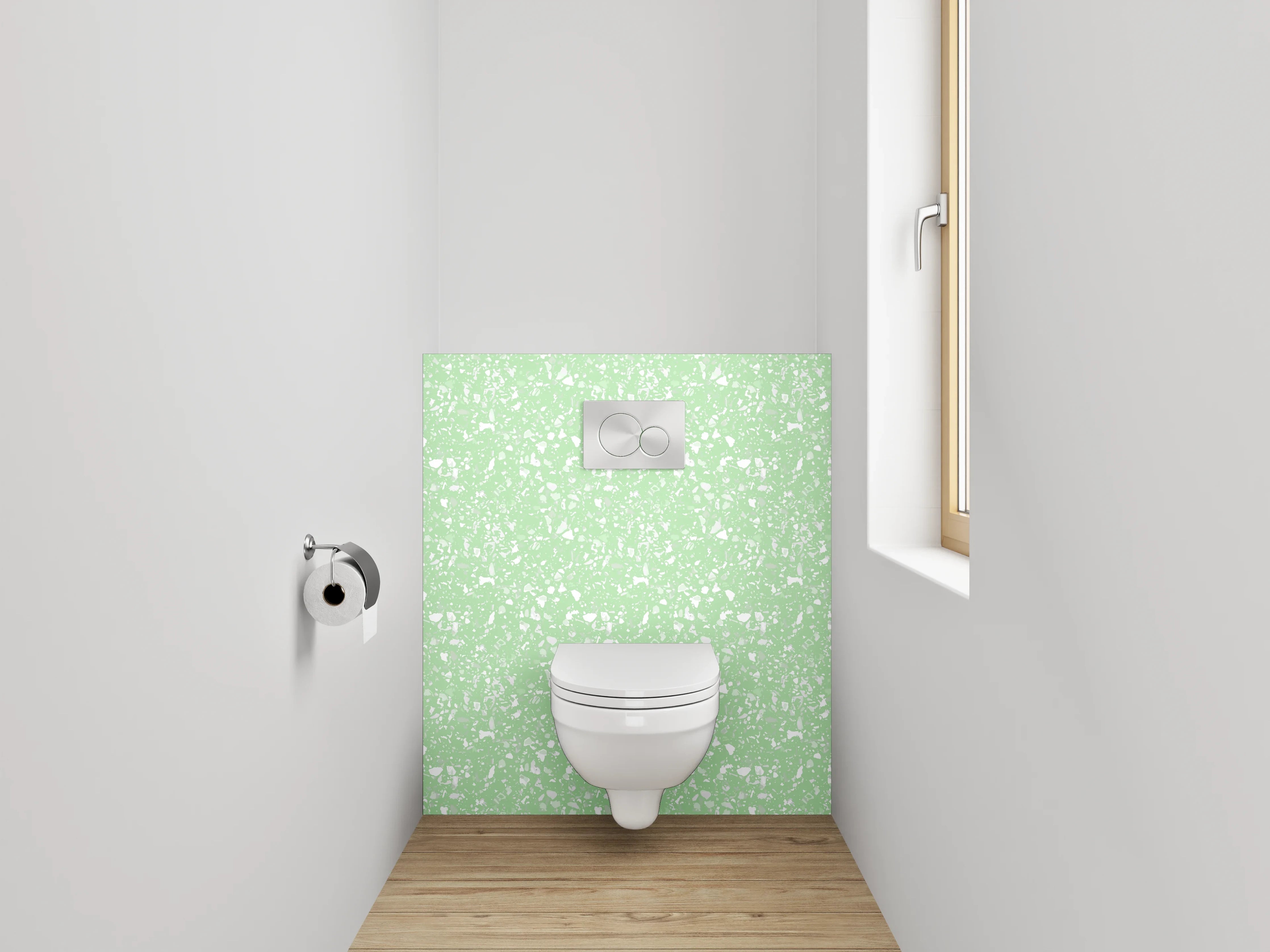 WC-Rückwand - Florales Muster auf Grün – Frühlingsfrisch