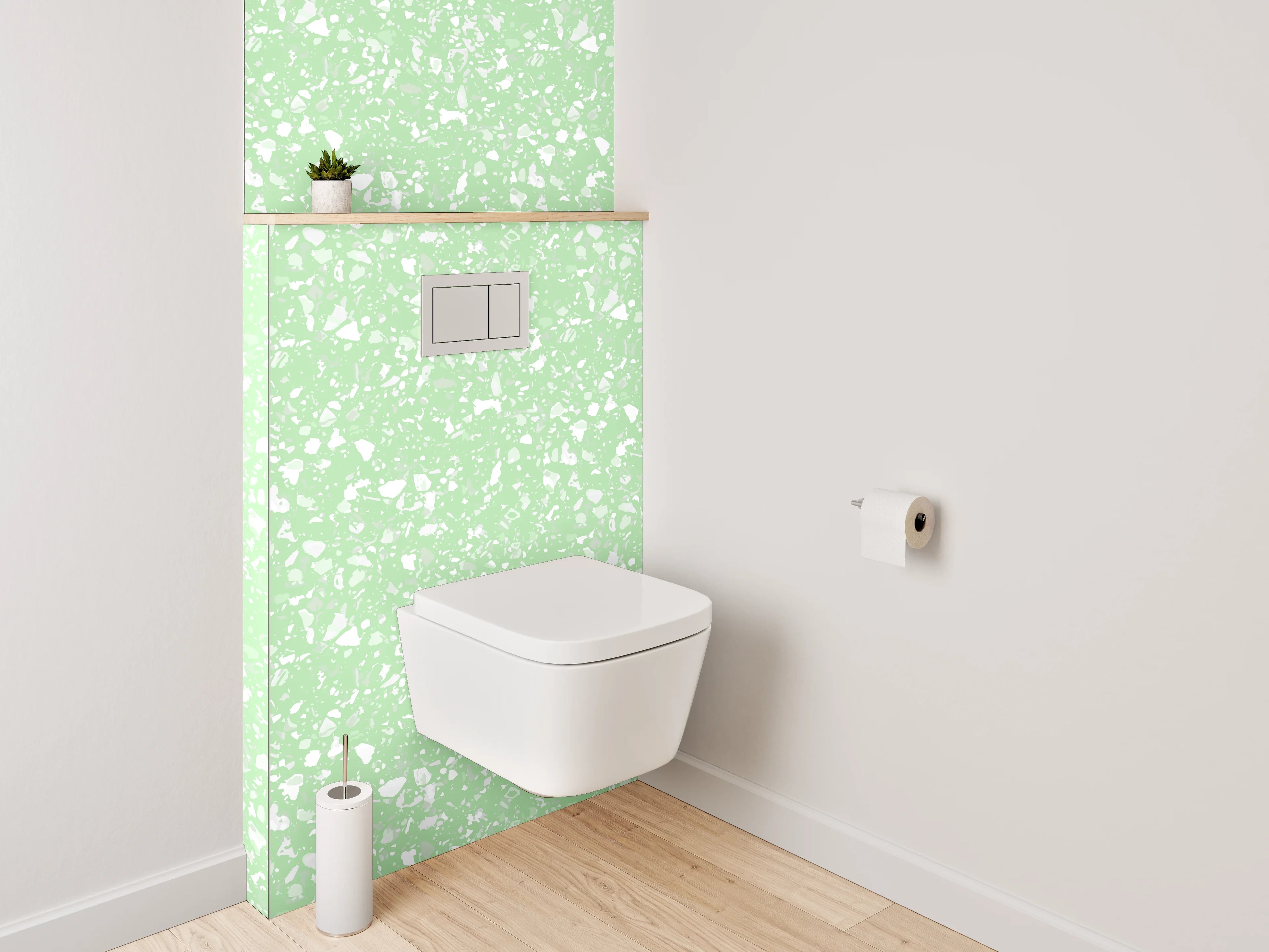 WC-Rückwand - Florales Muster auf Grün – Frühlingsfrisch