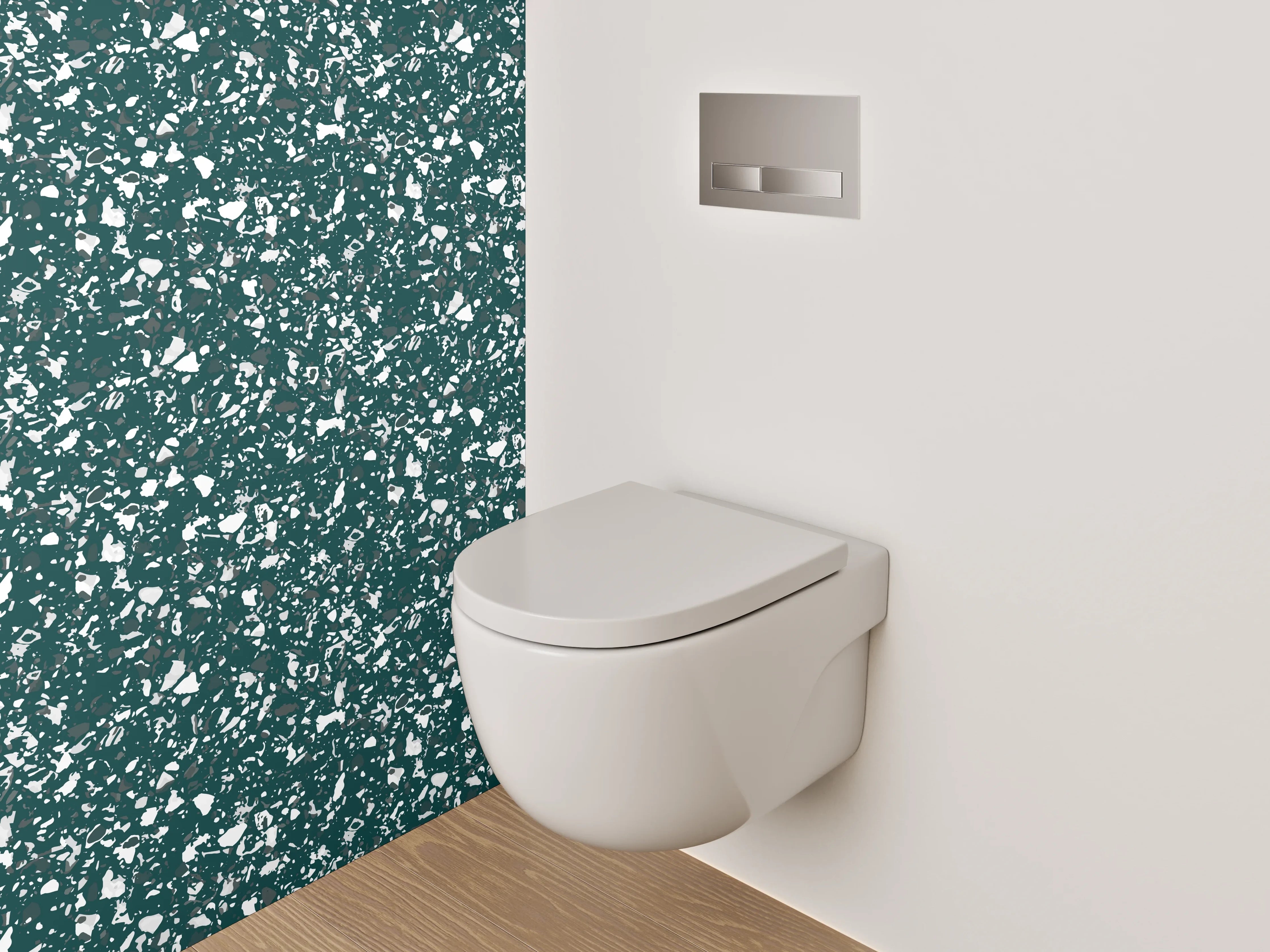 WC-Rückwand - Florales Muster in Grün Weiß