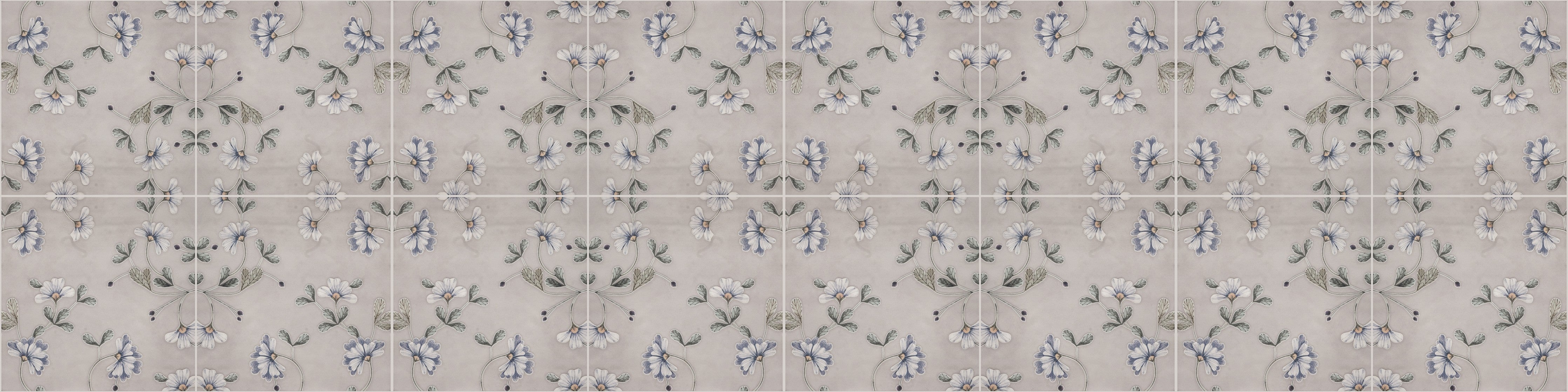 WC-Rückwand-Florales Muster in sanftem Beige