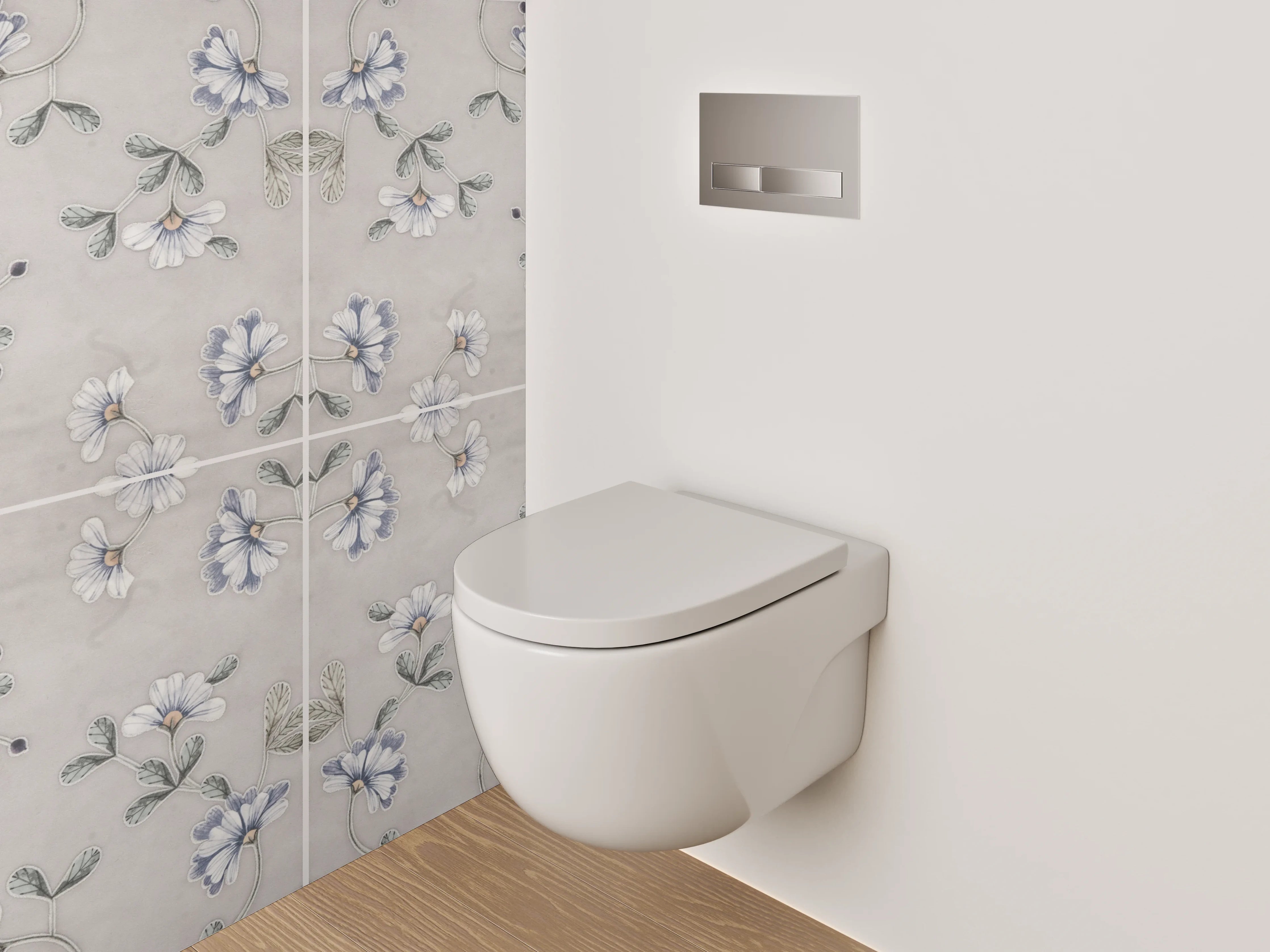 WC-Rückwand - Florales Muster in sanftem Beige