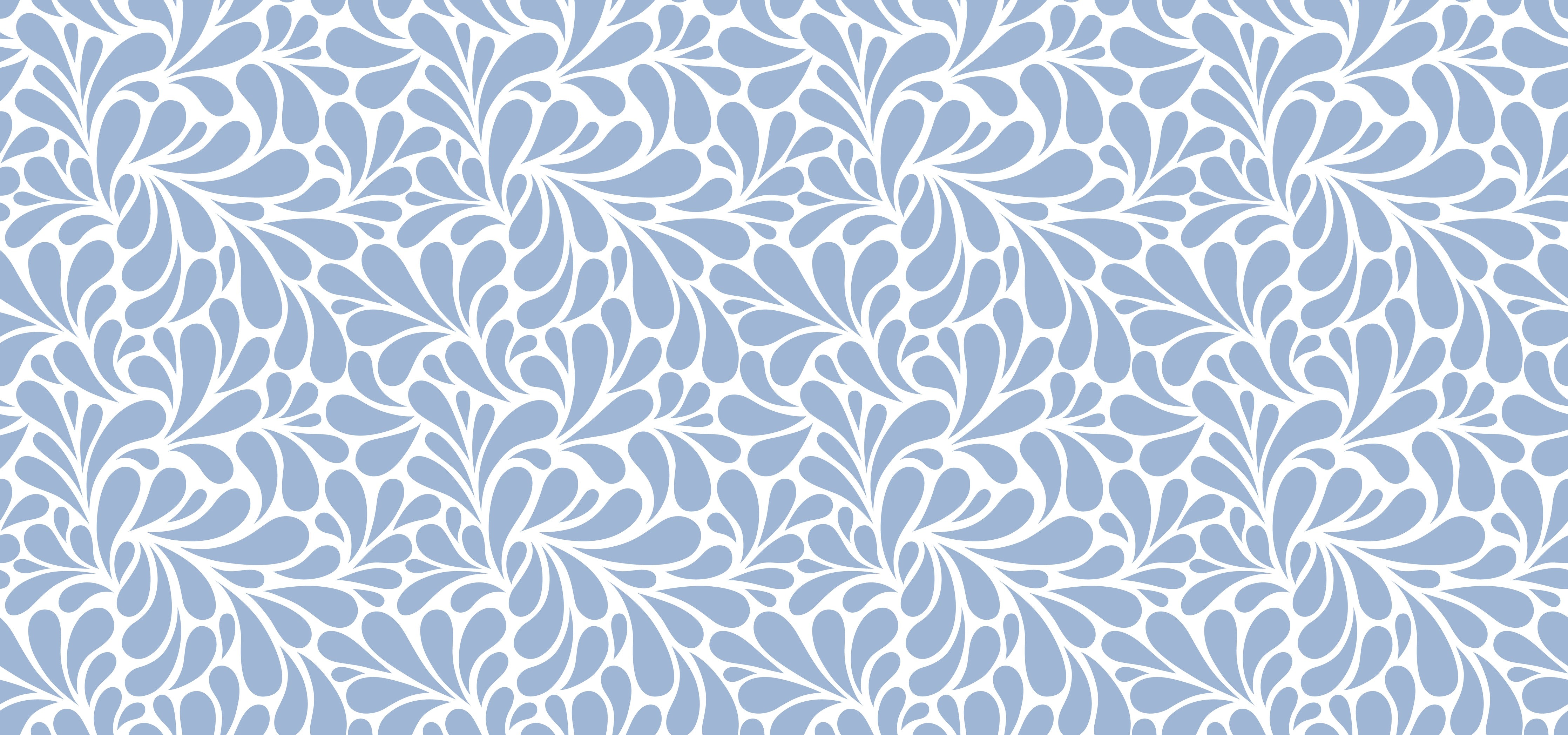 WC-Rückwand-Florales Ornament Blau Weiß Muster