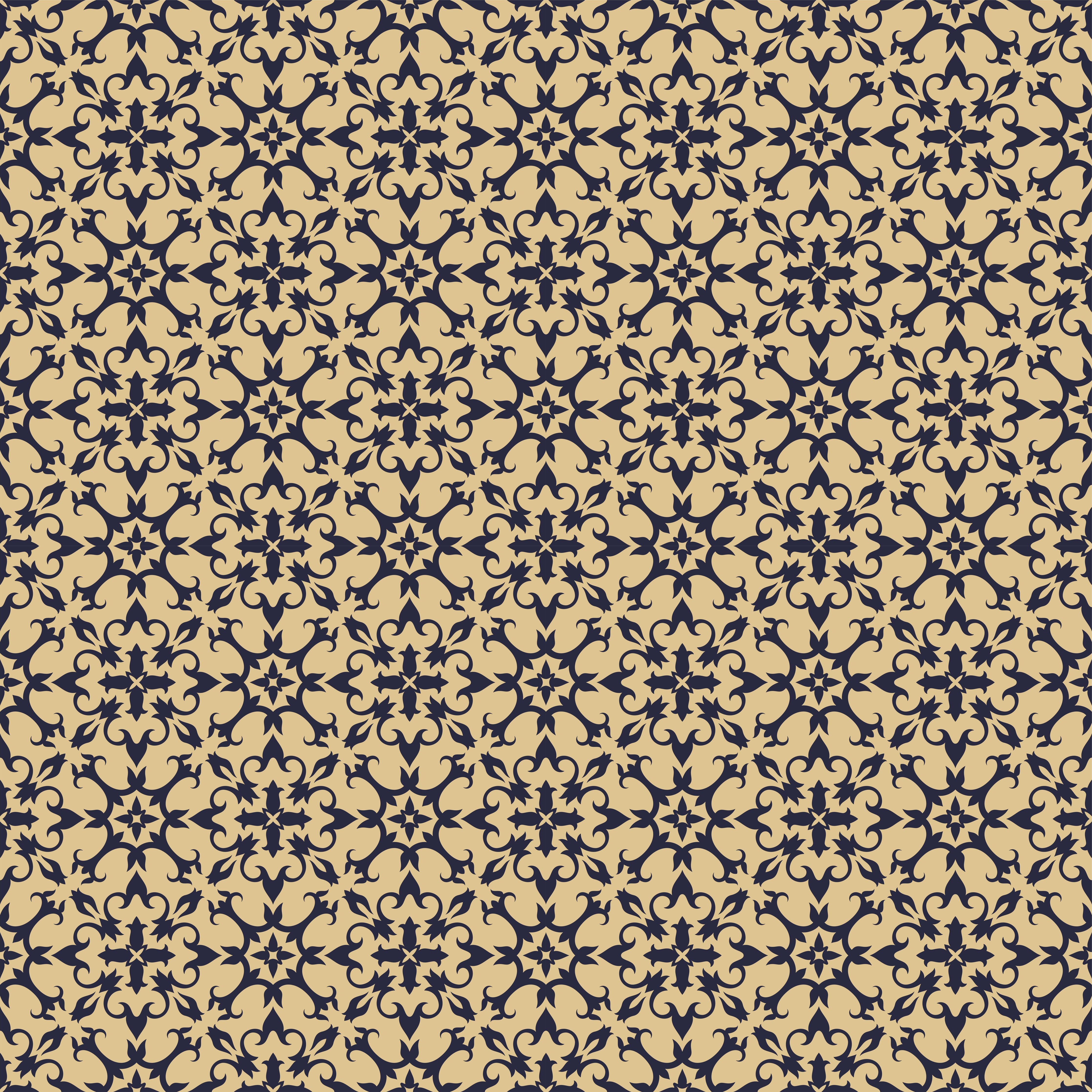 WC-Rückwand-Florales Ornament Muster Beige Schwarz