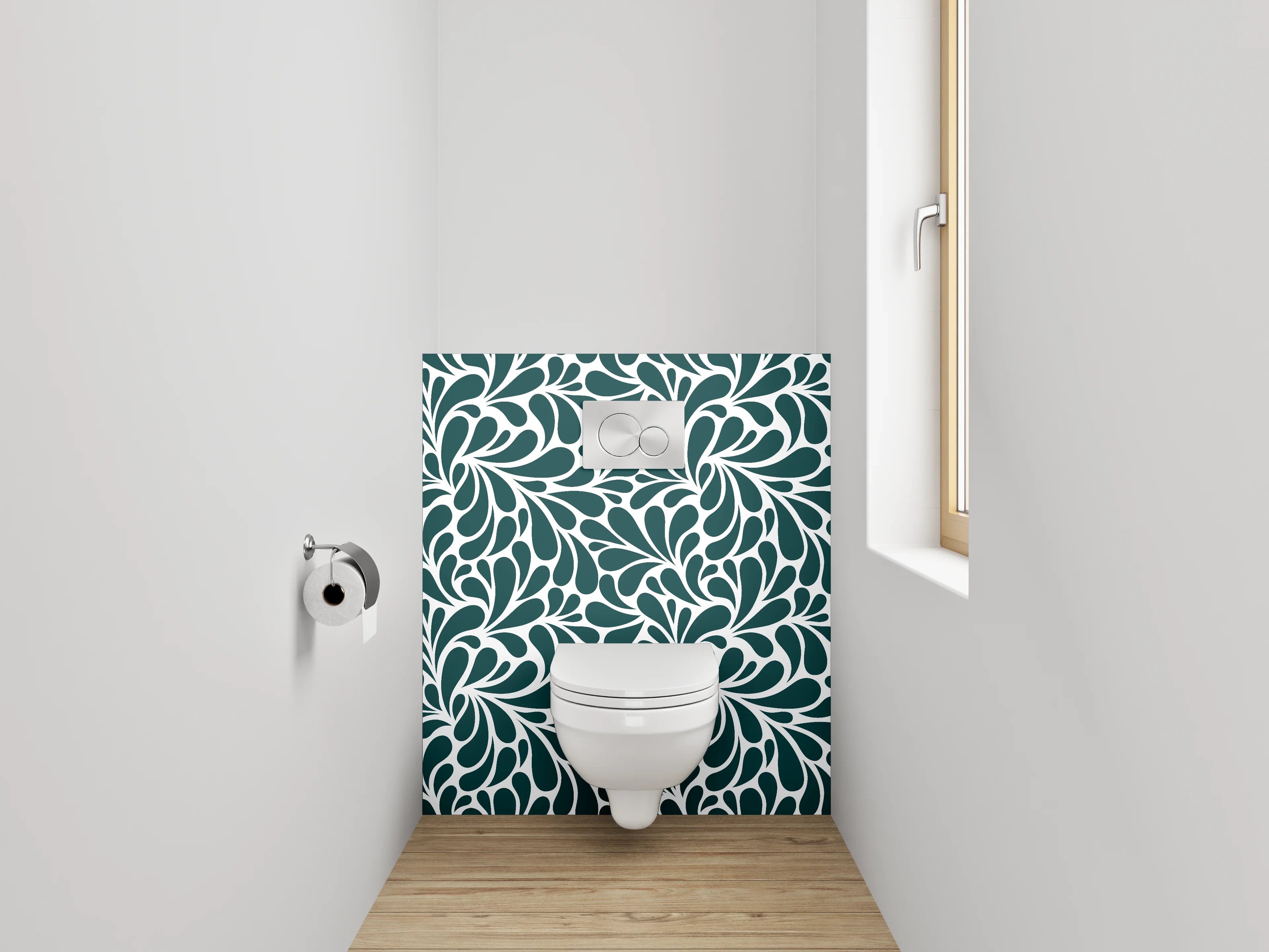 WC-Rückwand - Florales Ornament Retro Tapetenmuster
