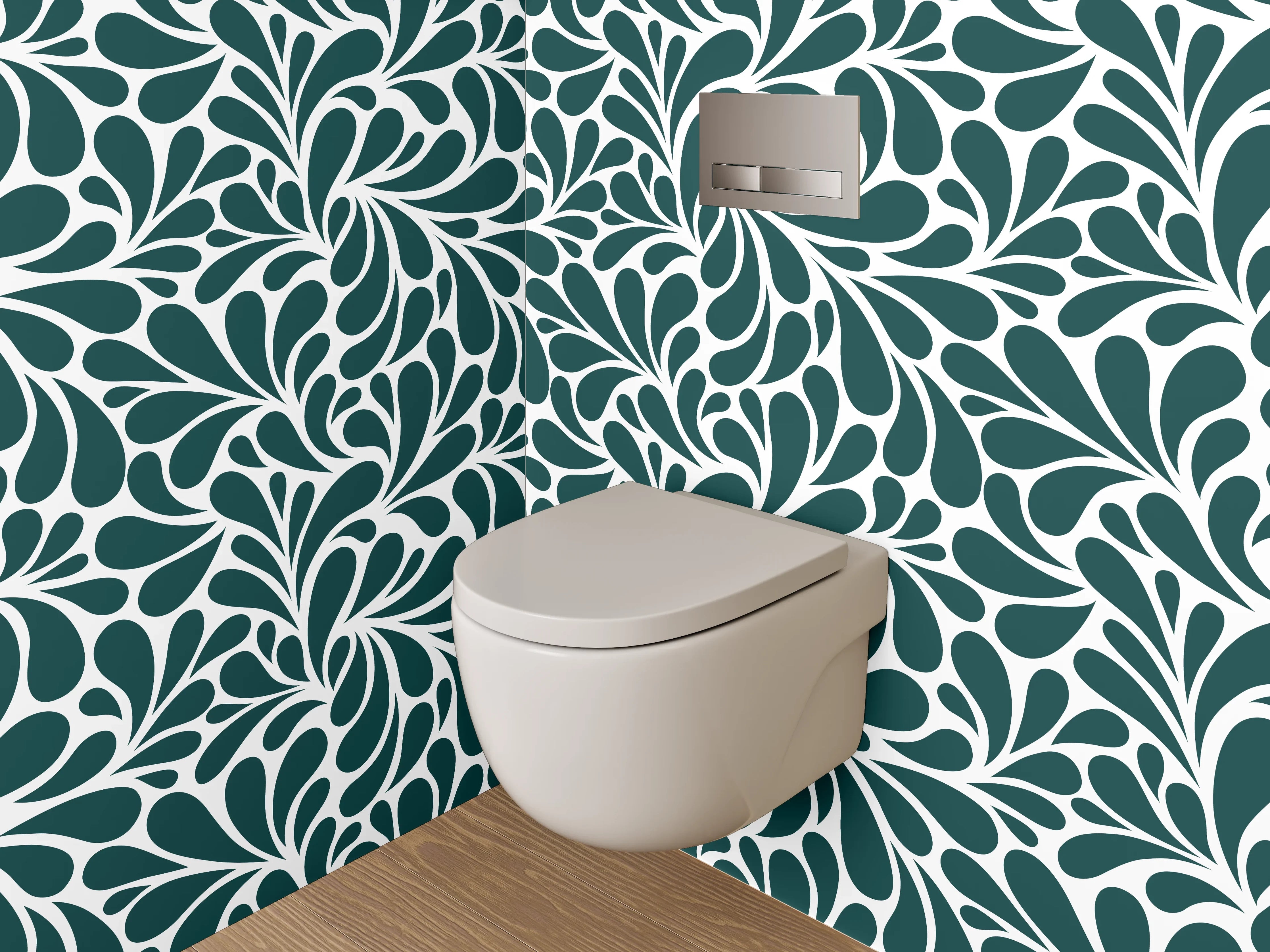 WC-Rückwand - Florales Ornament Retro Tapetenmuster