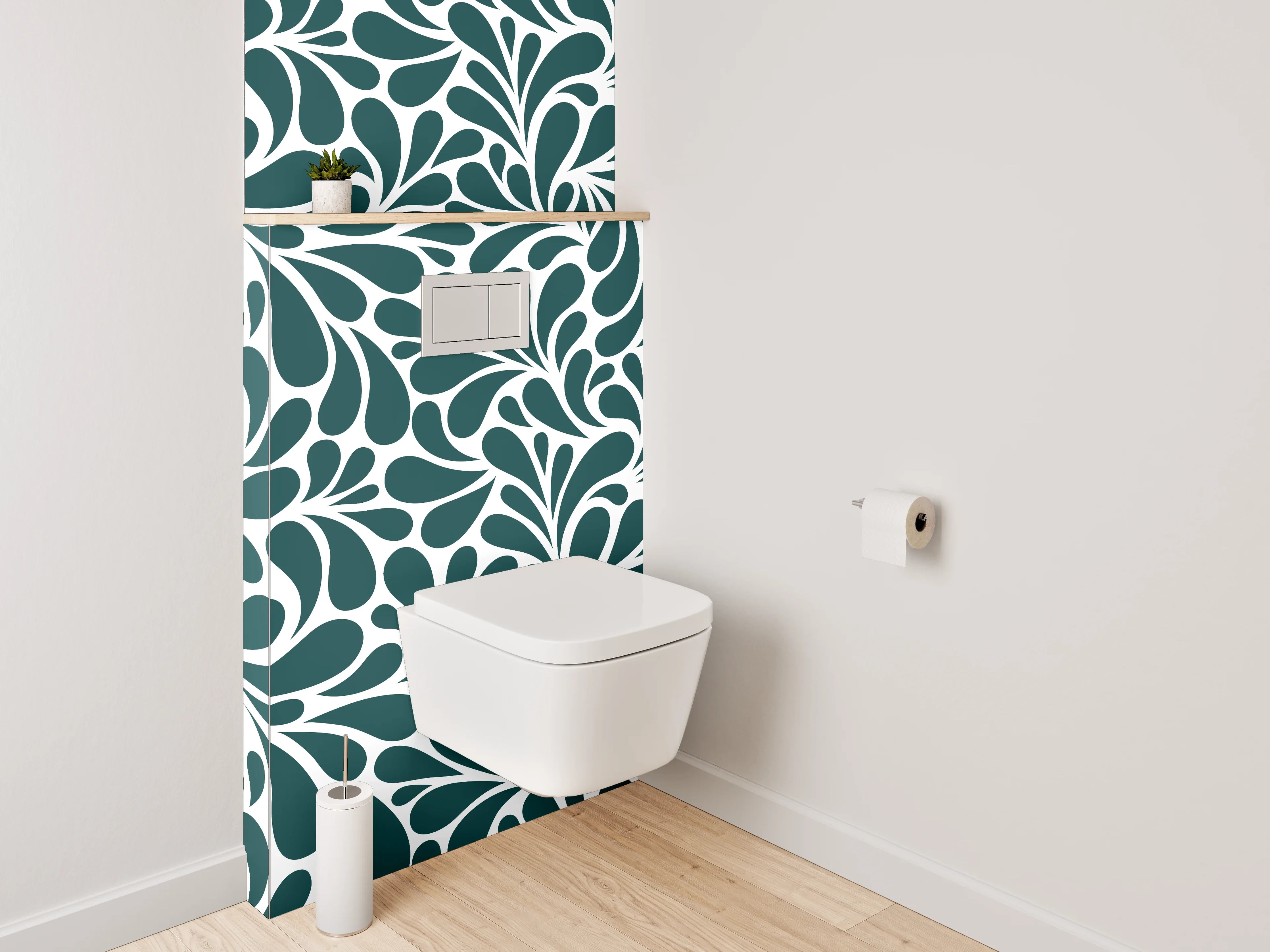 WC-Rückwand - Florales Ornament Retro Tapetenmuster