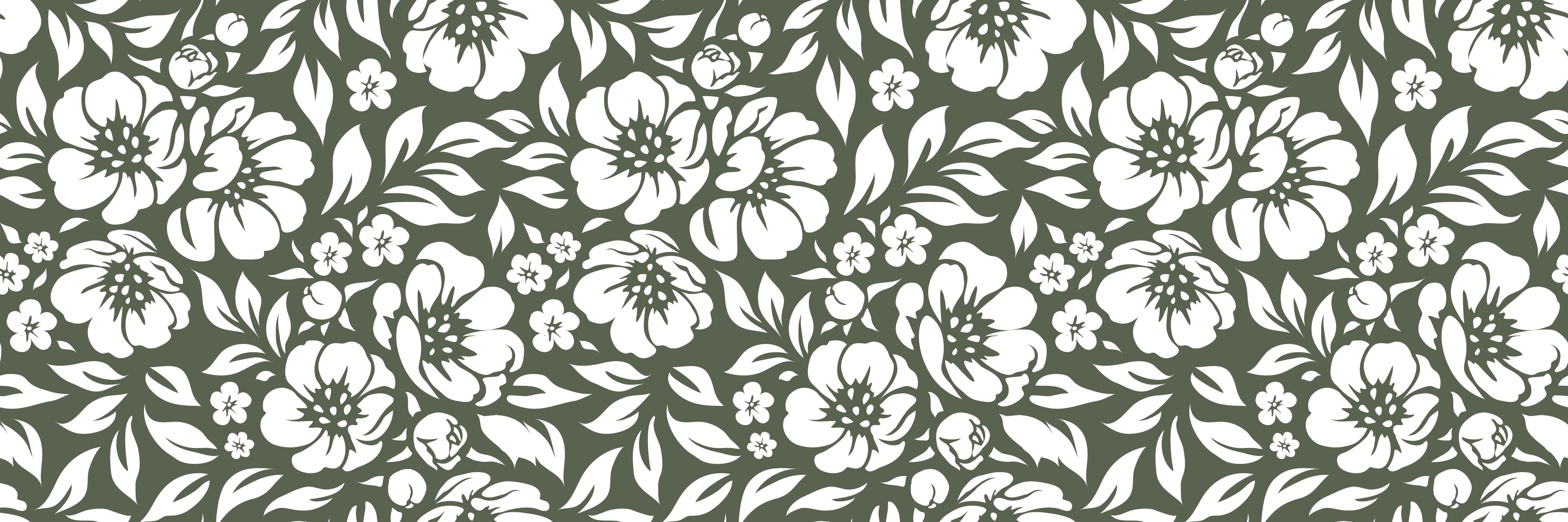 WC-Rückwand-Florales Schwarz-Weiß-Muster