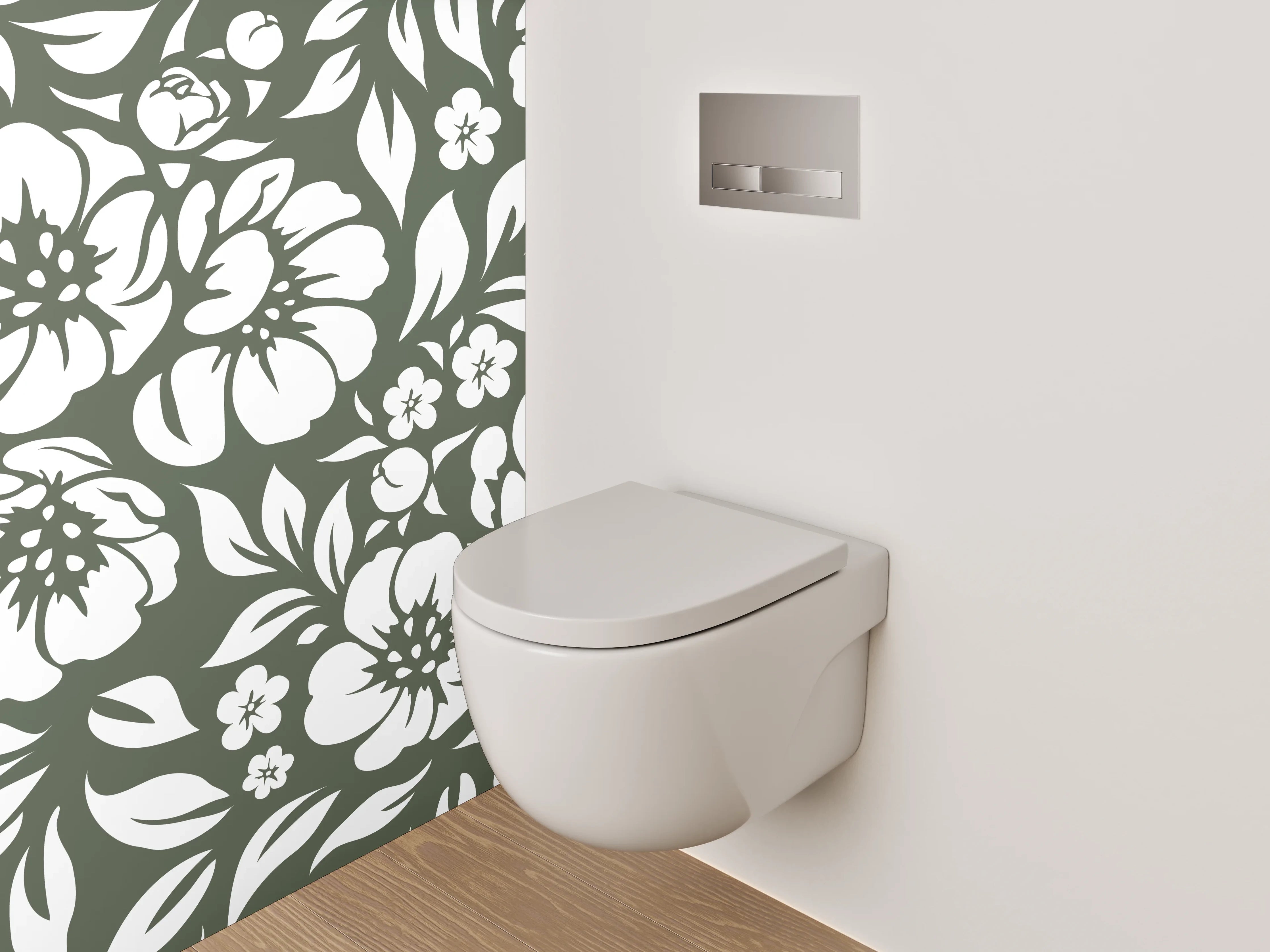 WC-Rückwand - Florales Schwarz-Weiß-Muster