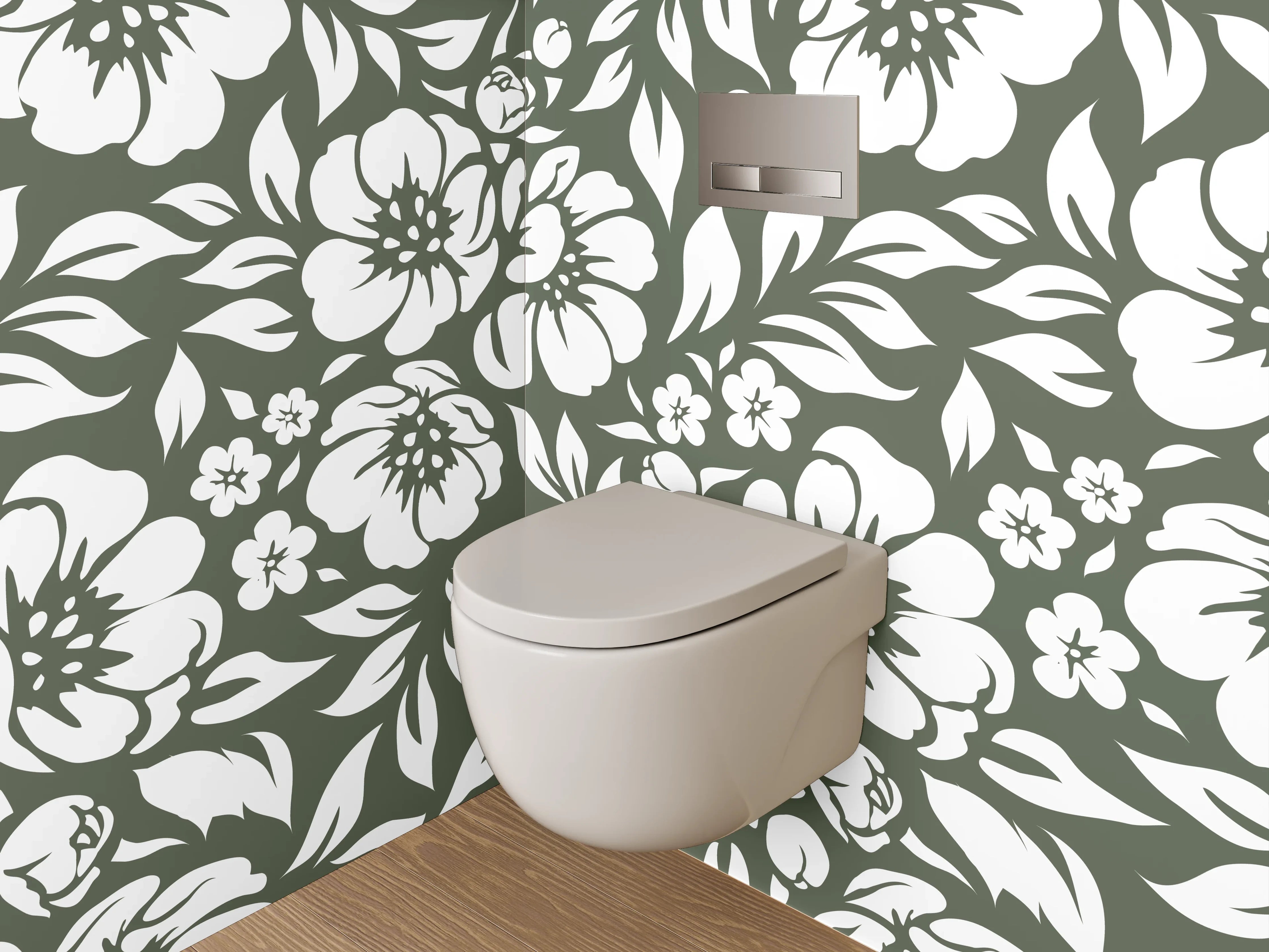 WC-Rückwand - Florales Schwarz-Weiß-Muster
