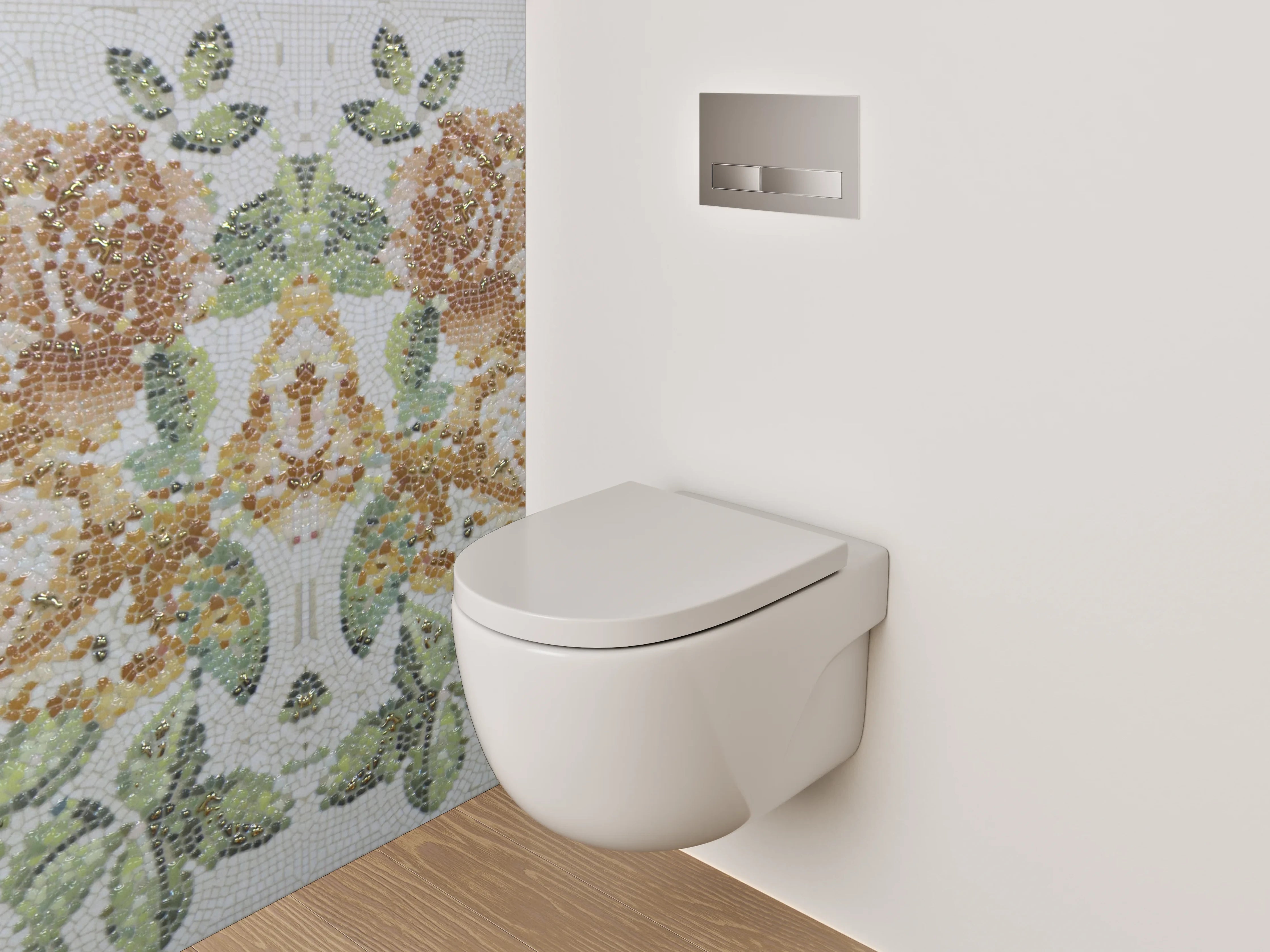 WC-Rückwand - Florales Vintage-Blumenmuster Bunt