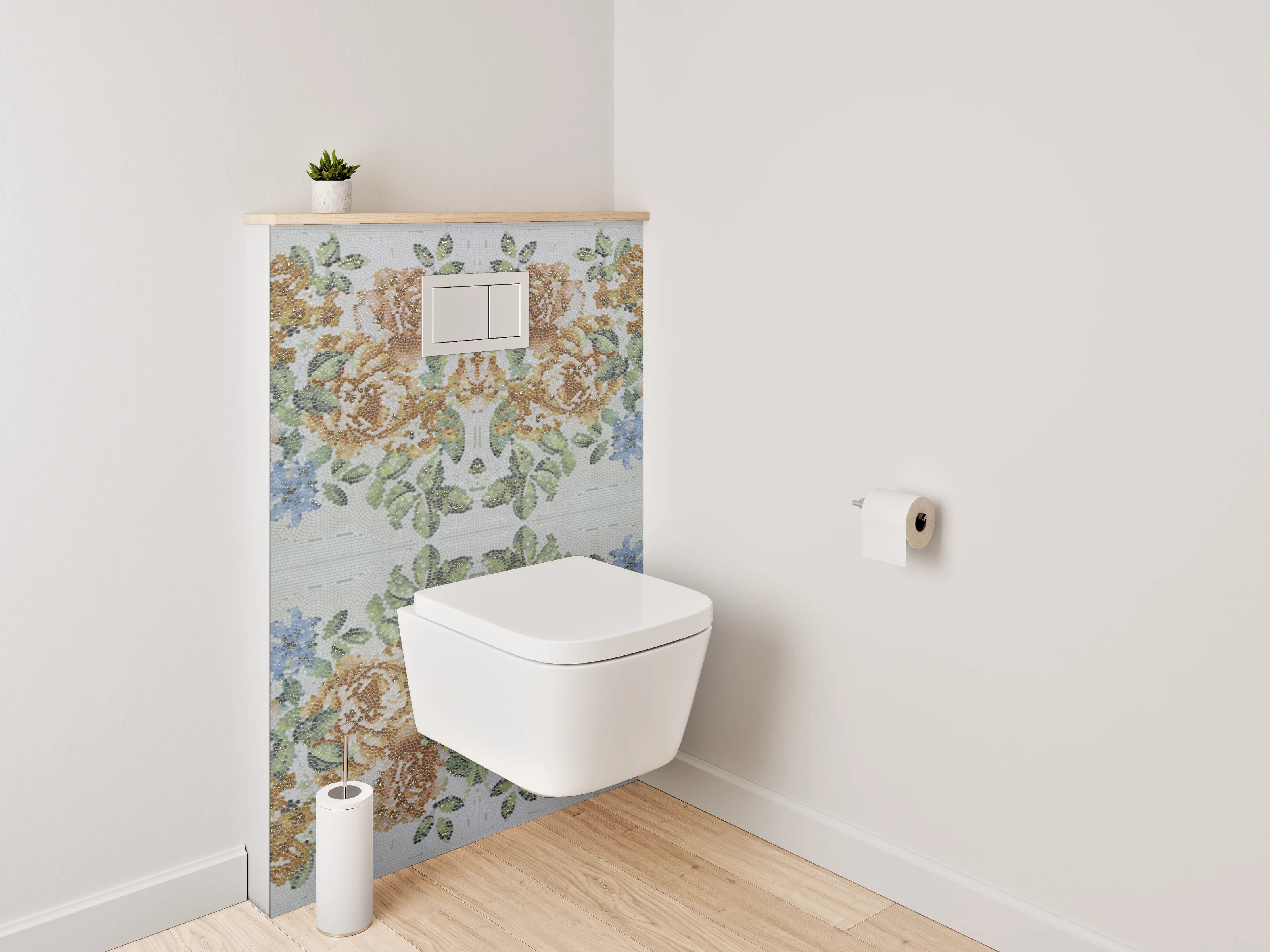 WC-Rückwand - Florales Vintage Rosen Mosaik