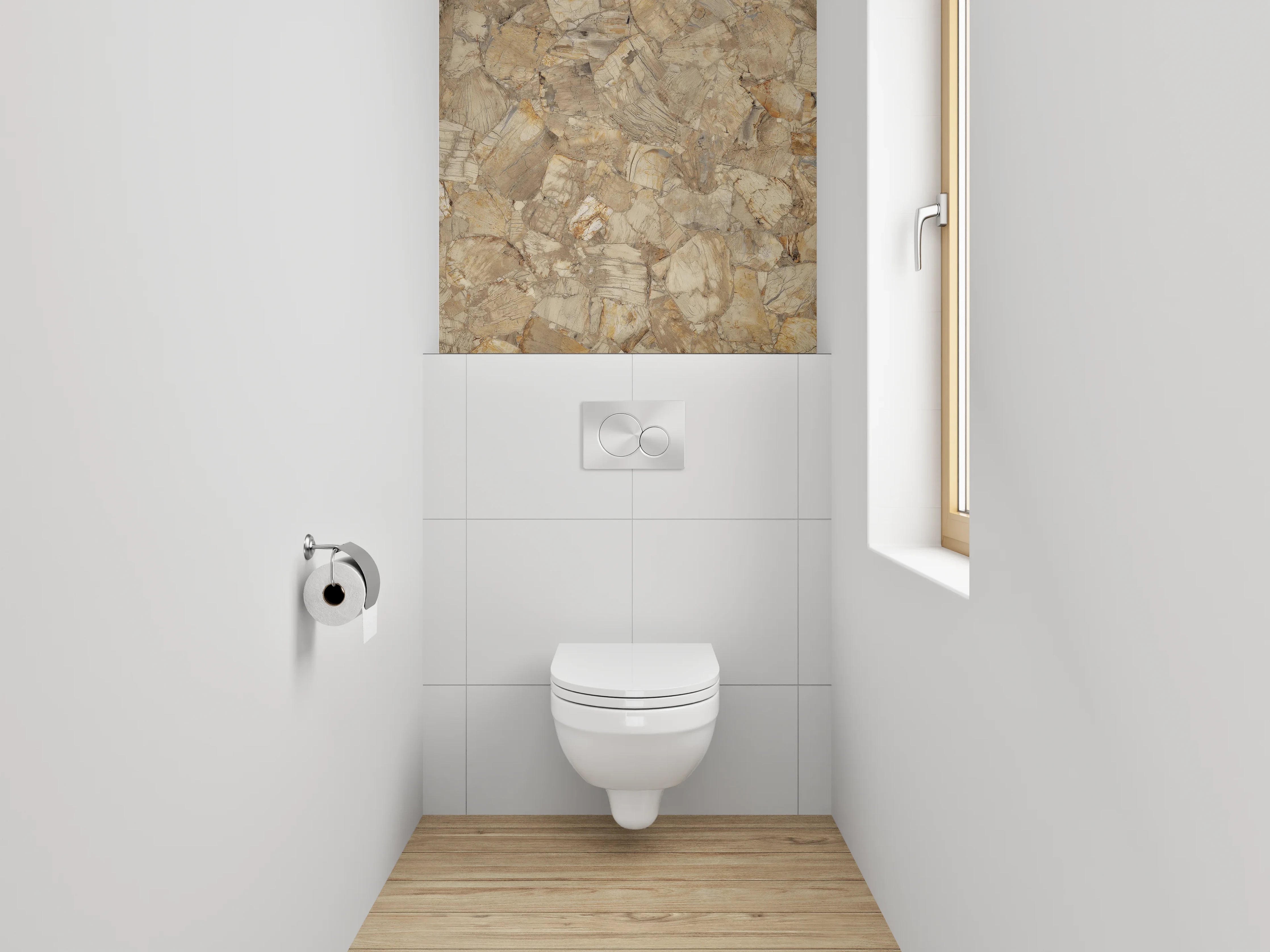 WC-Rückwand - Fossilstruktur Optik Beige Braun