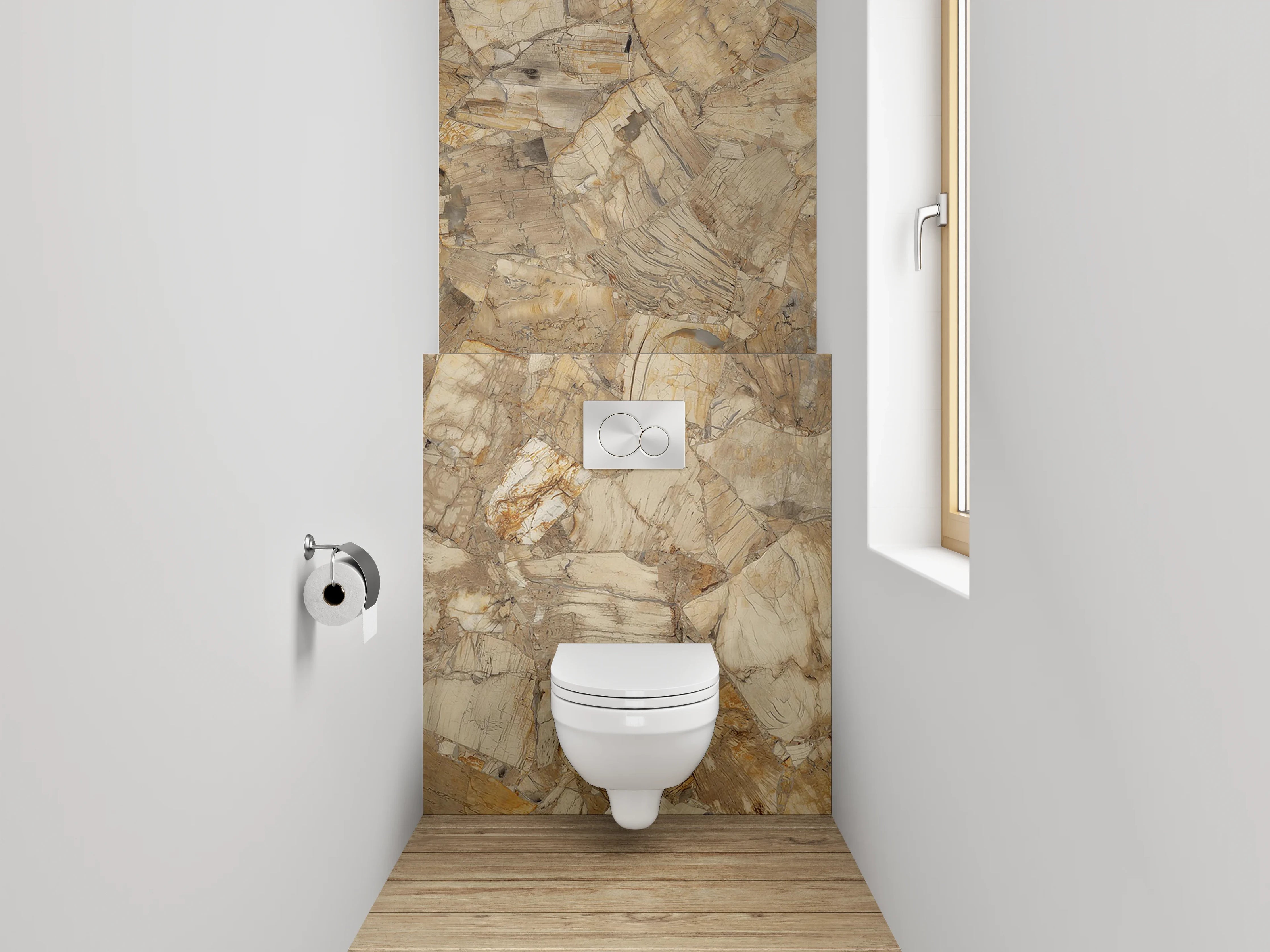 WC-Rückwand - Fossilstruktur Optik Beige Braun