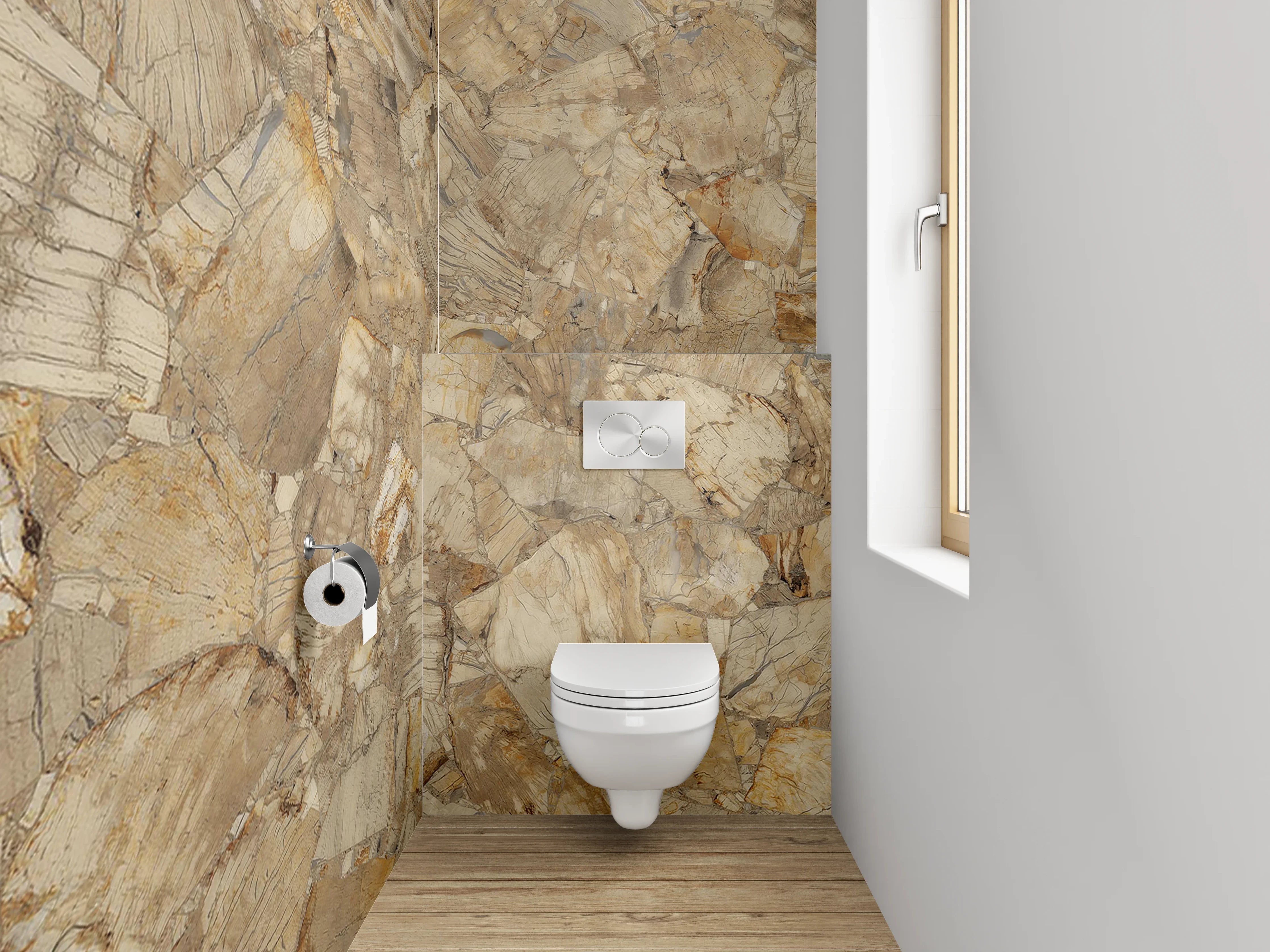 WC-Rückwand - Fossilstruktur Optik Beige Braun