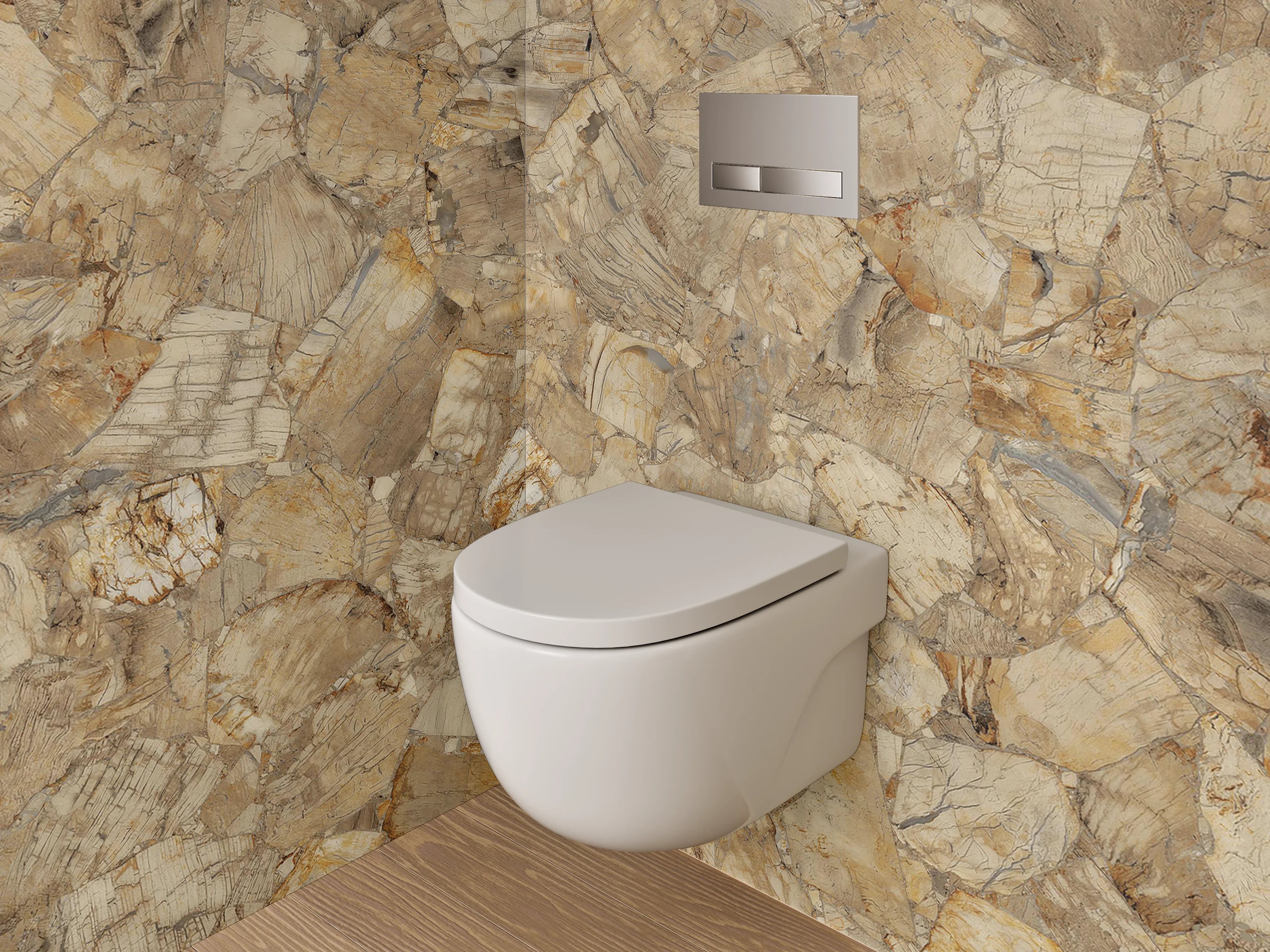 WC-Rückwand - Fossilstruktur Optik Beige Braun
