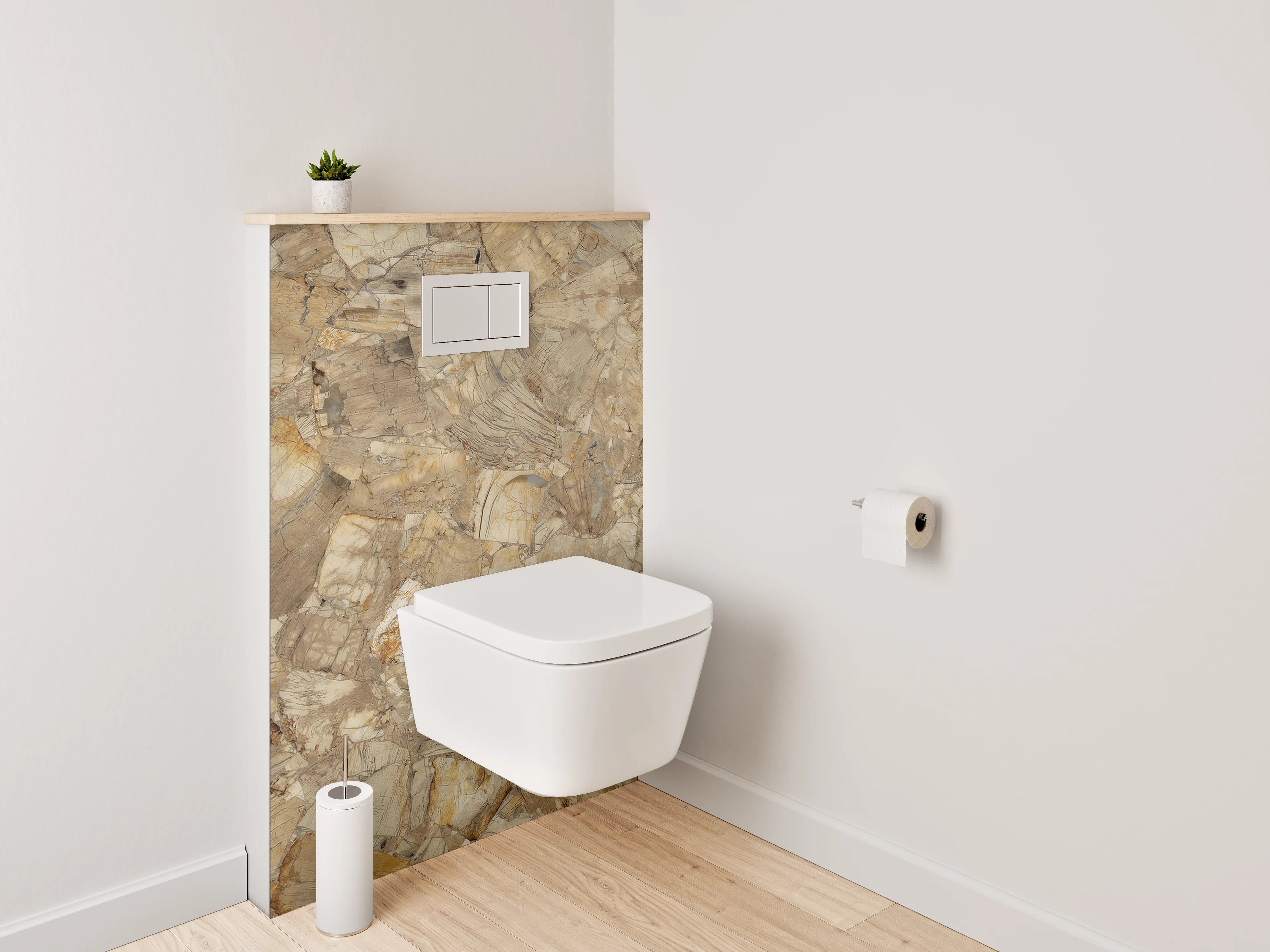 WC-Rückwand - Fossilstruktur Optik Beige Braun