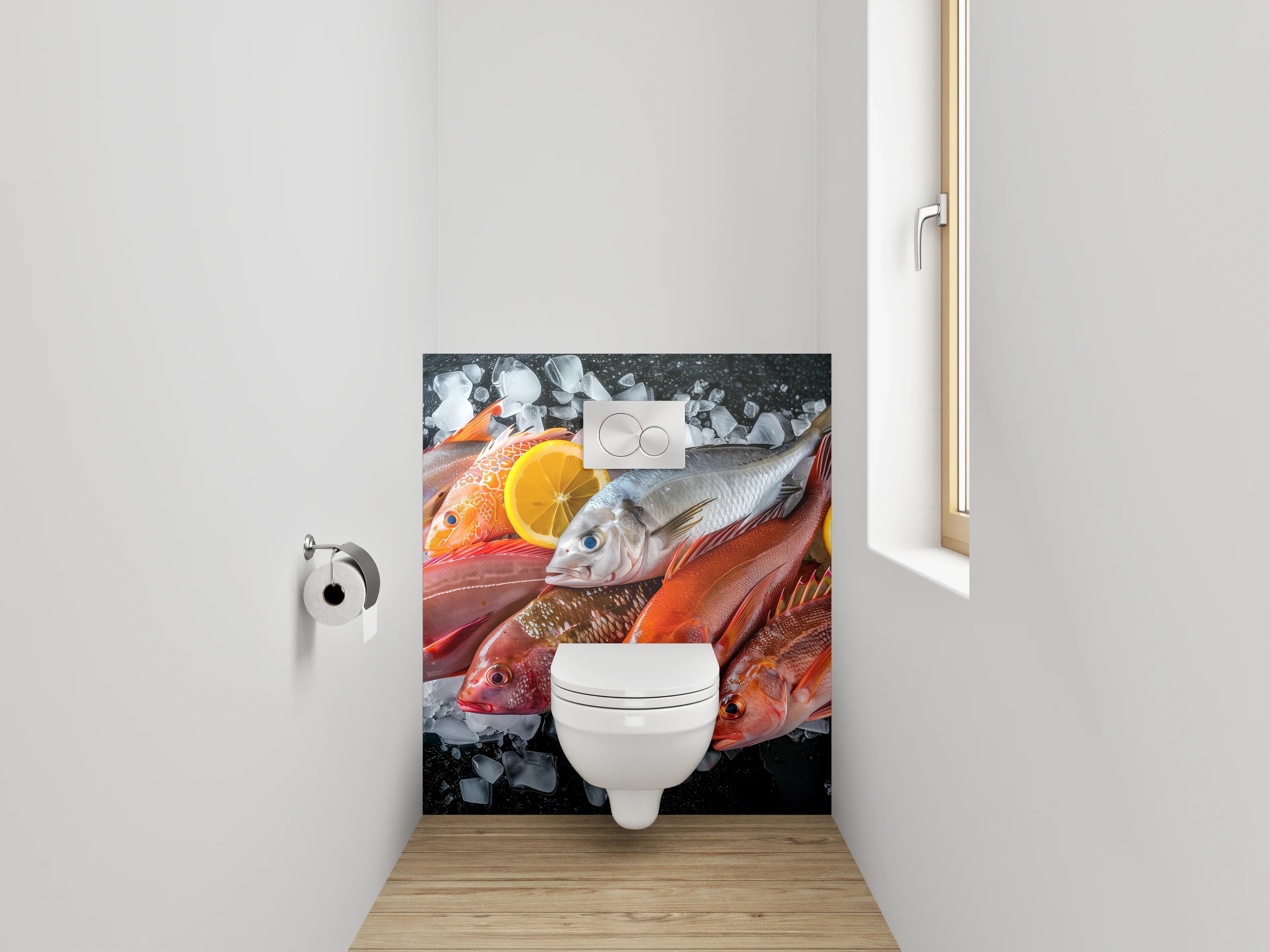 WC-Rückwand - Frische Fische auf Eis – Küchenmotiv