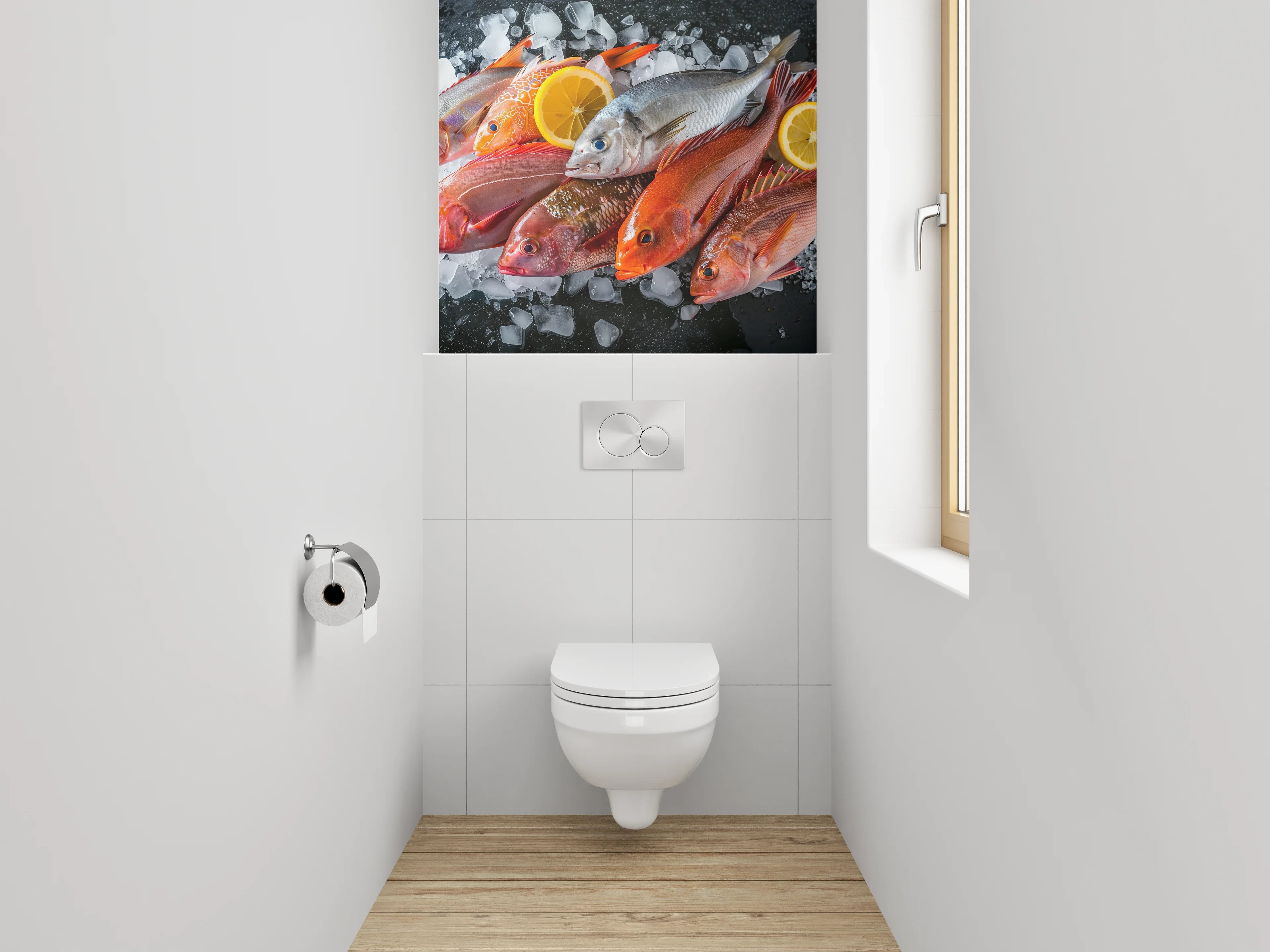 WC-Rückwand - Frische Fische auf Eis – Küchenmotiv