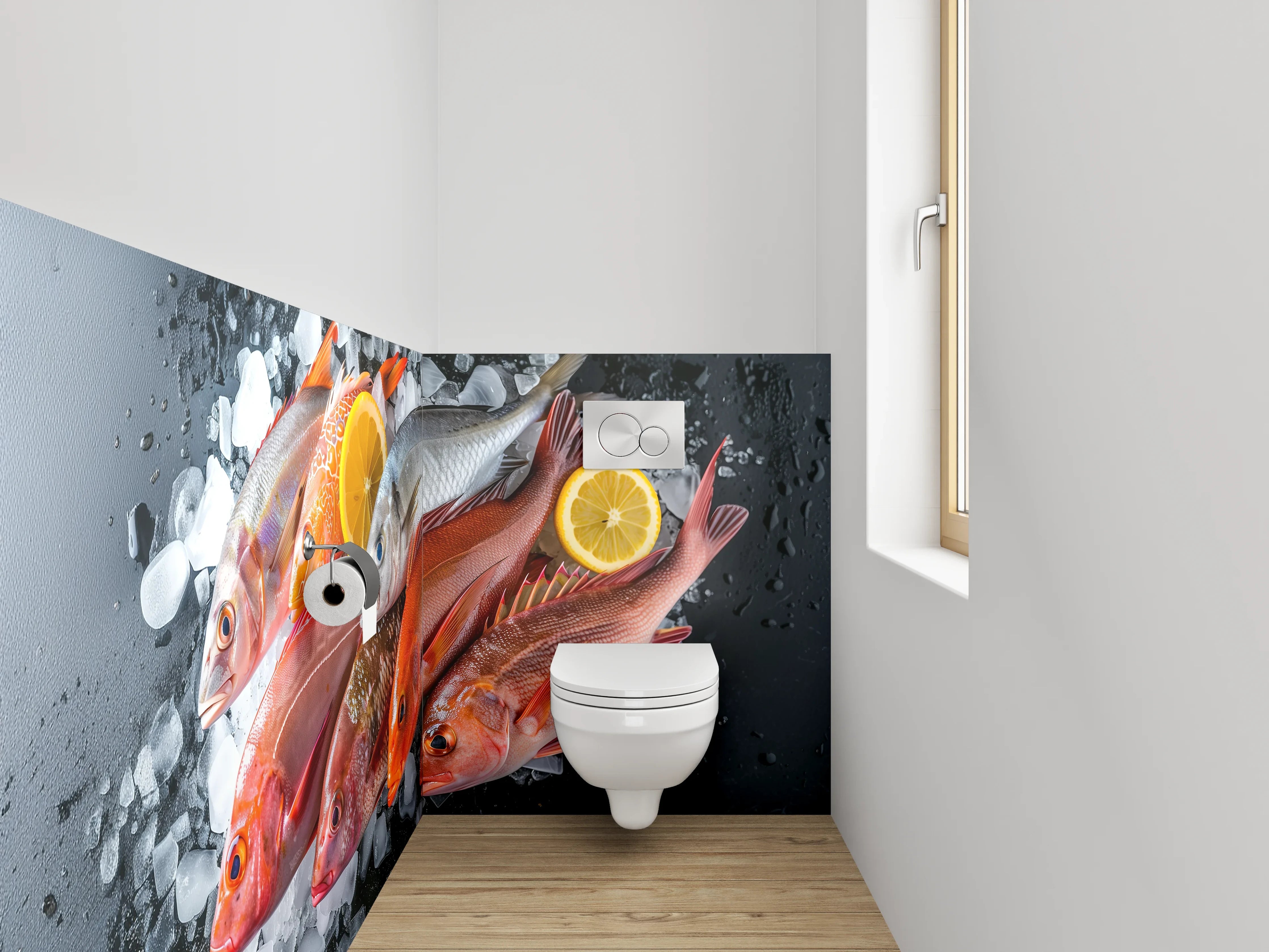 WC-Rückwand - Frische Fische auf Eis – Küchenmotiv