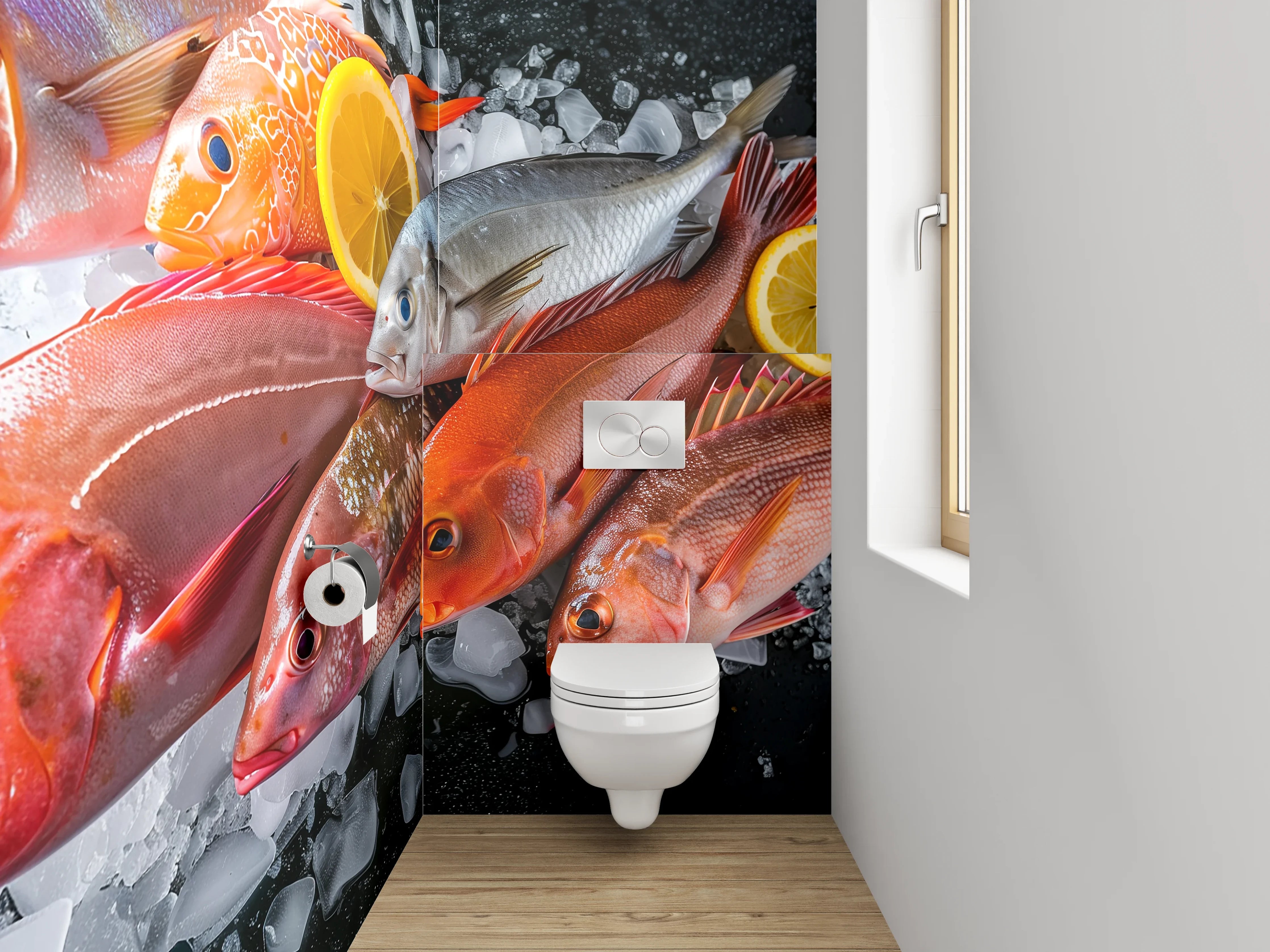 WC-Rückwand - Frische Fische auf Eis – Küchenmotiv