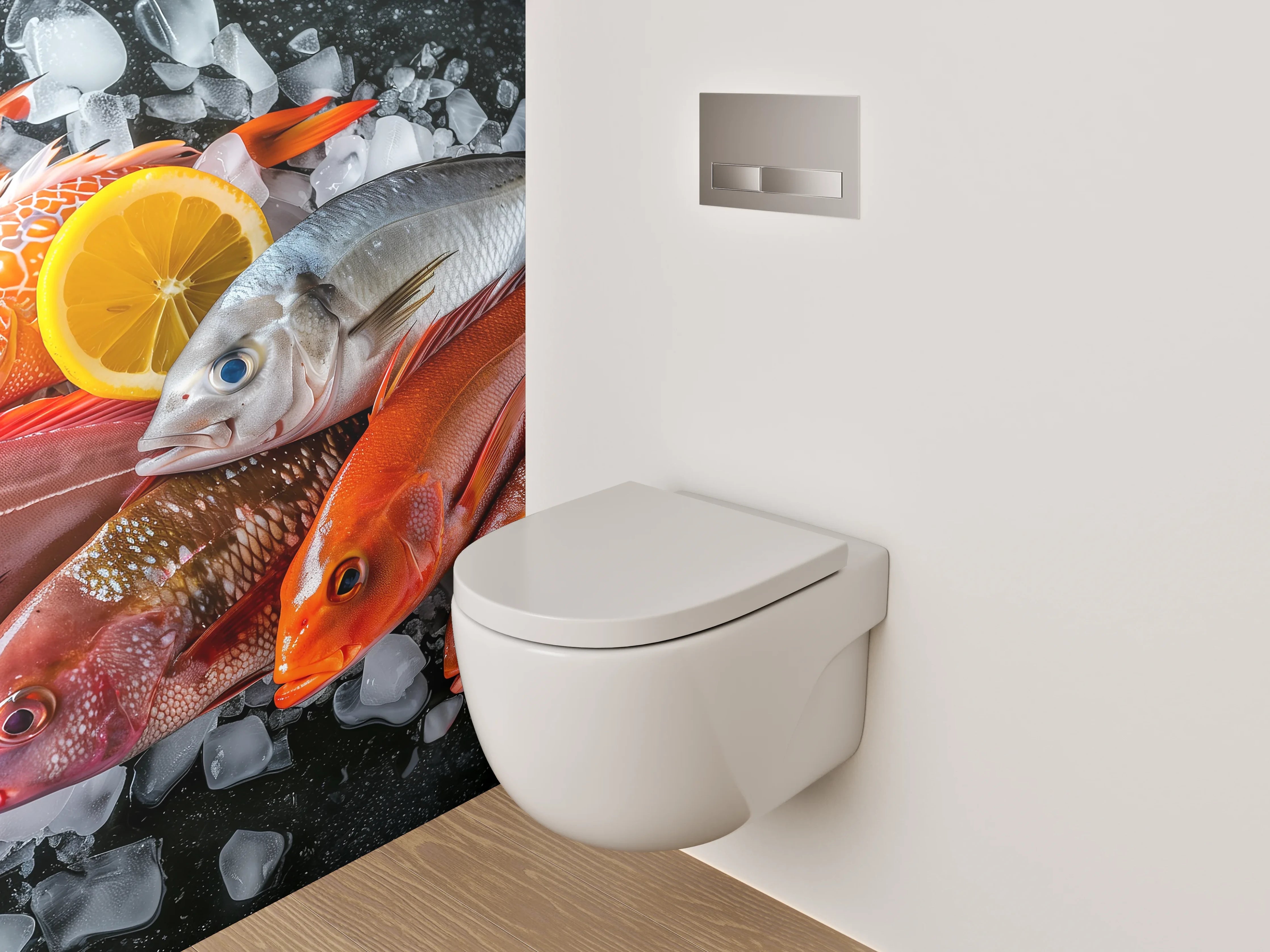 WC-Rückwand - Frische Fische auf Eis – Küchenmotiv