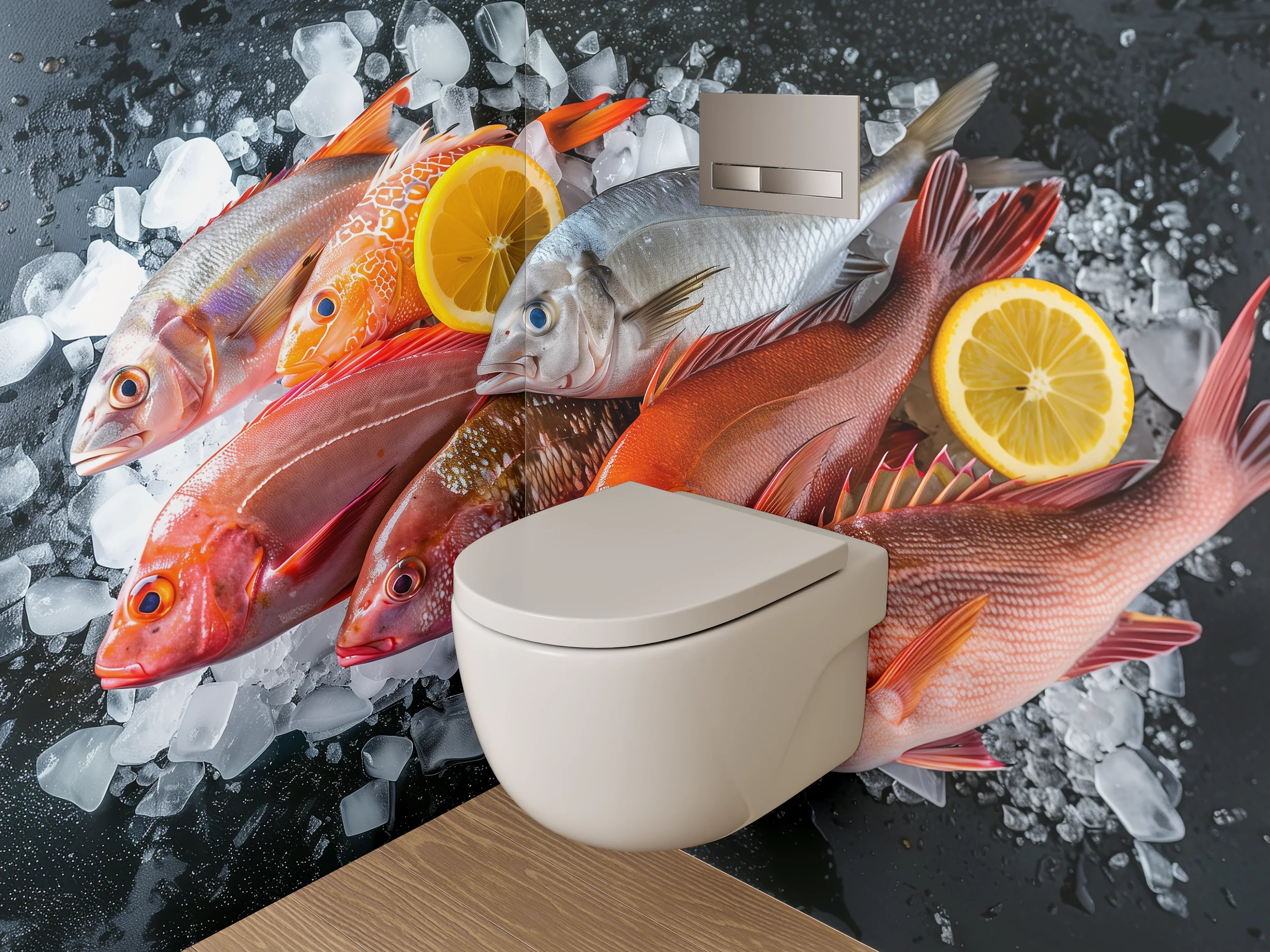 WC-Rückwand - Frische Fische auf Eis – Küchenmotiv