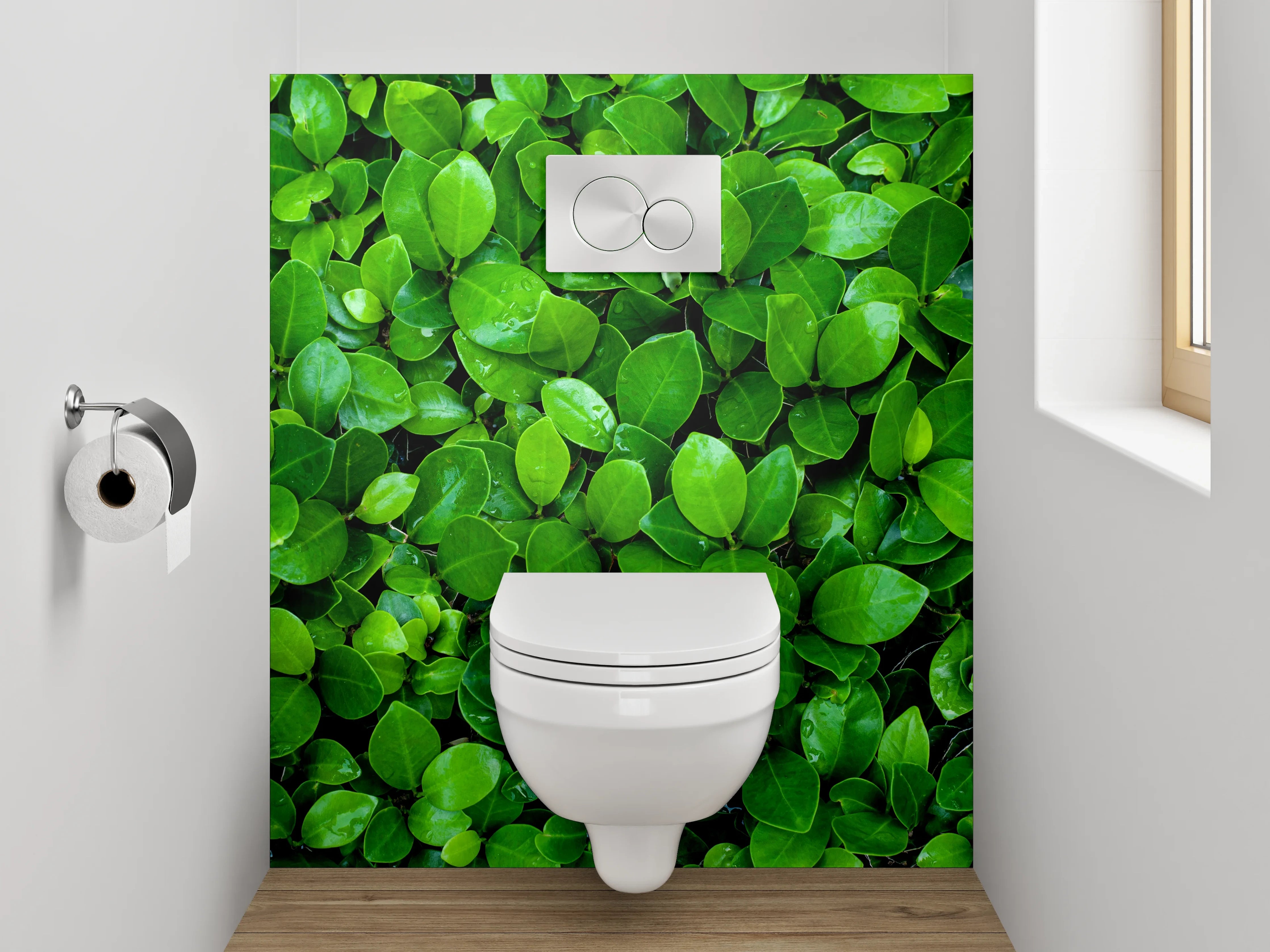 WC-Rückwand - Frische grüne Blätter Naturdekor