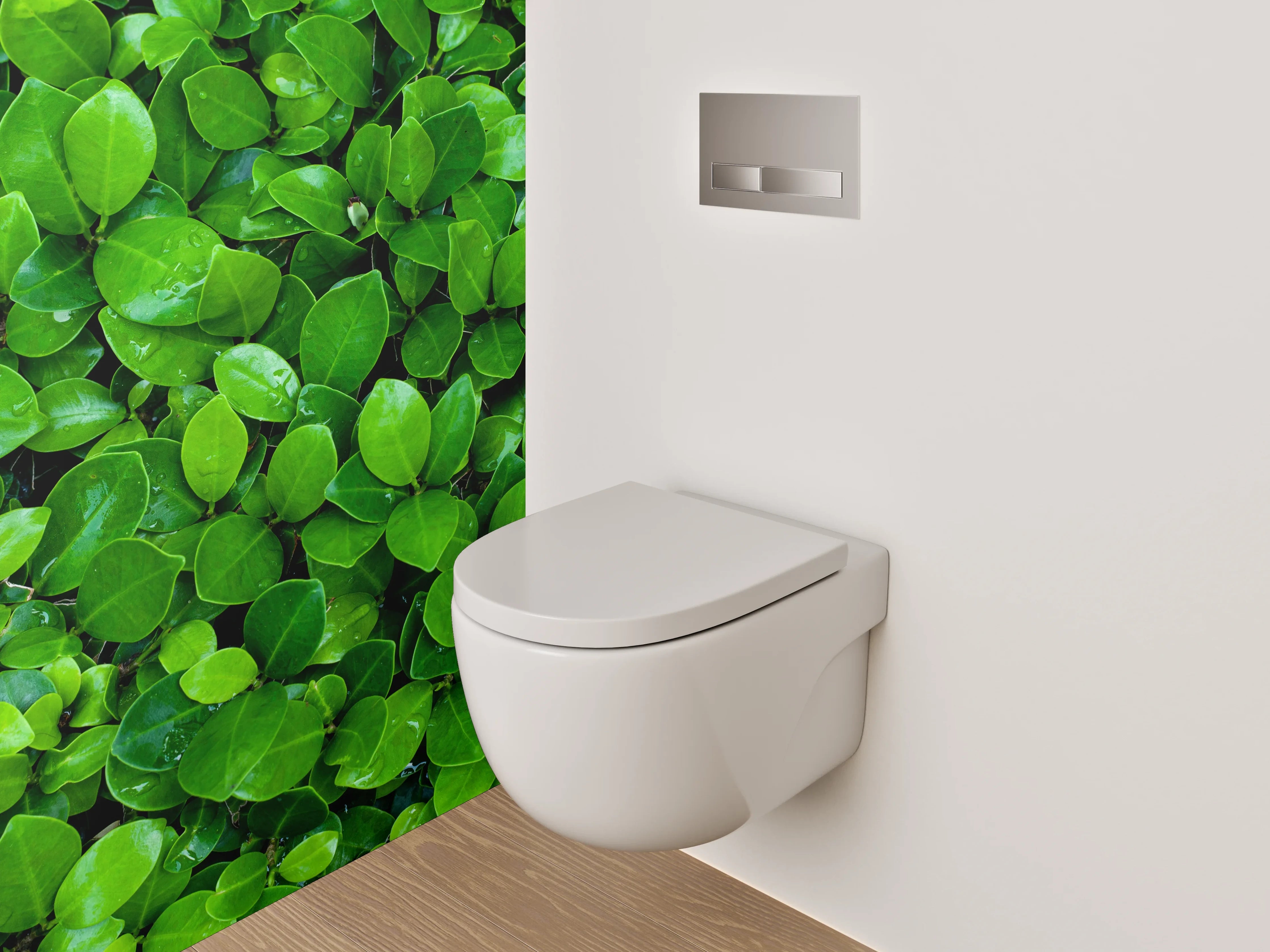 WC-Rückwand - Frische grüne Blätter Naturdekor