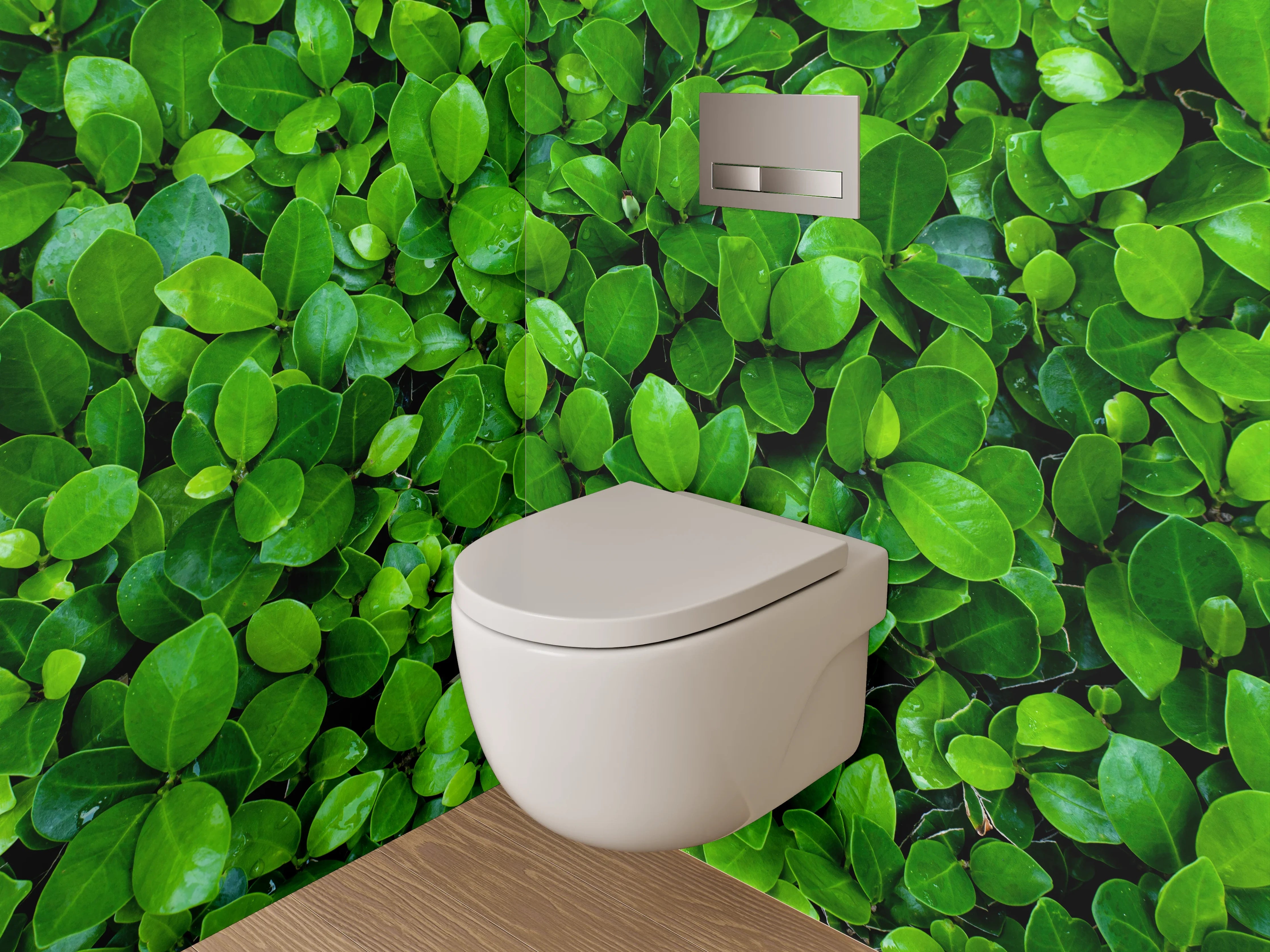 WC-Rückwand - Frische grüne Blätter Naturdekor